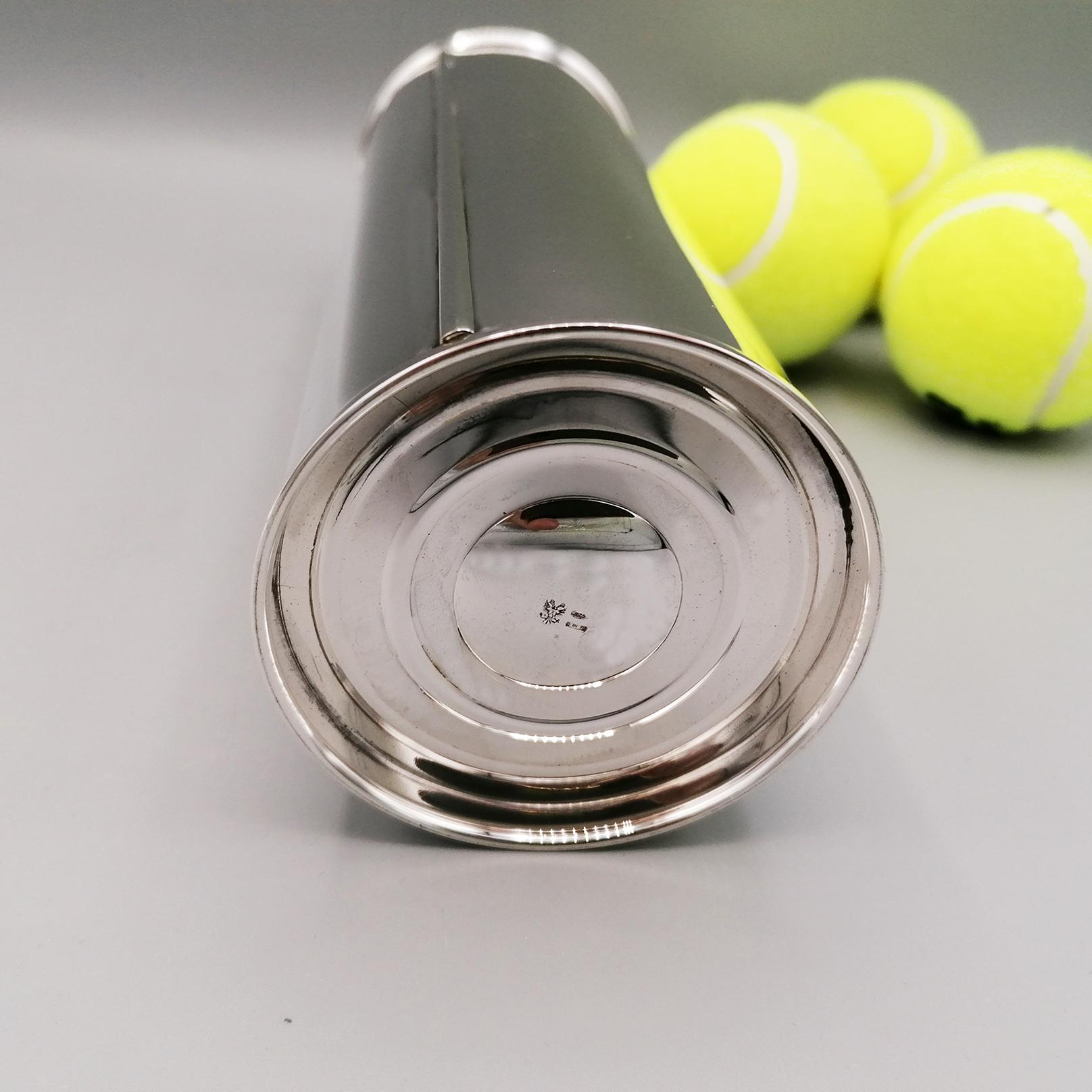 Hand-Crafted 21th Century Italian Sterling Silver Tennis Ball Holder For Sale