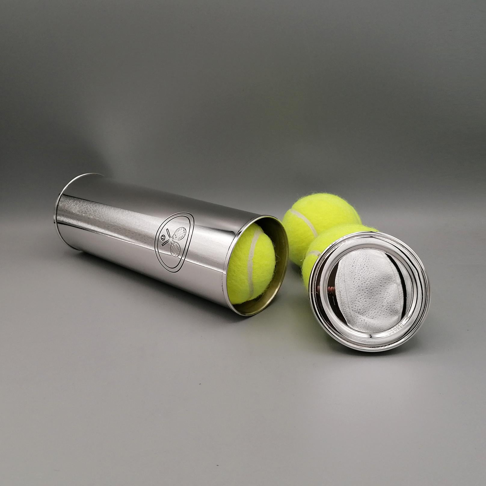 Contemporary 21th Century Italian Sterling Silver Tennis Ball Holder For Sale