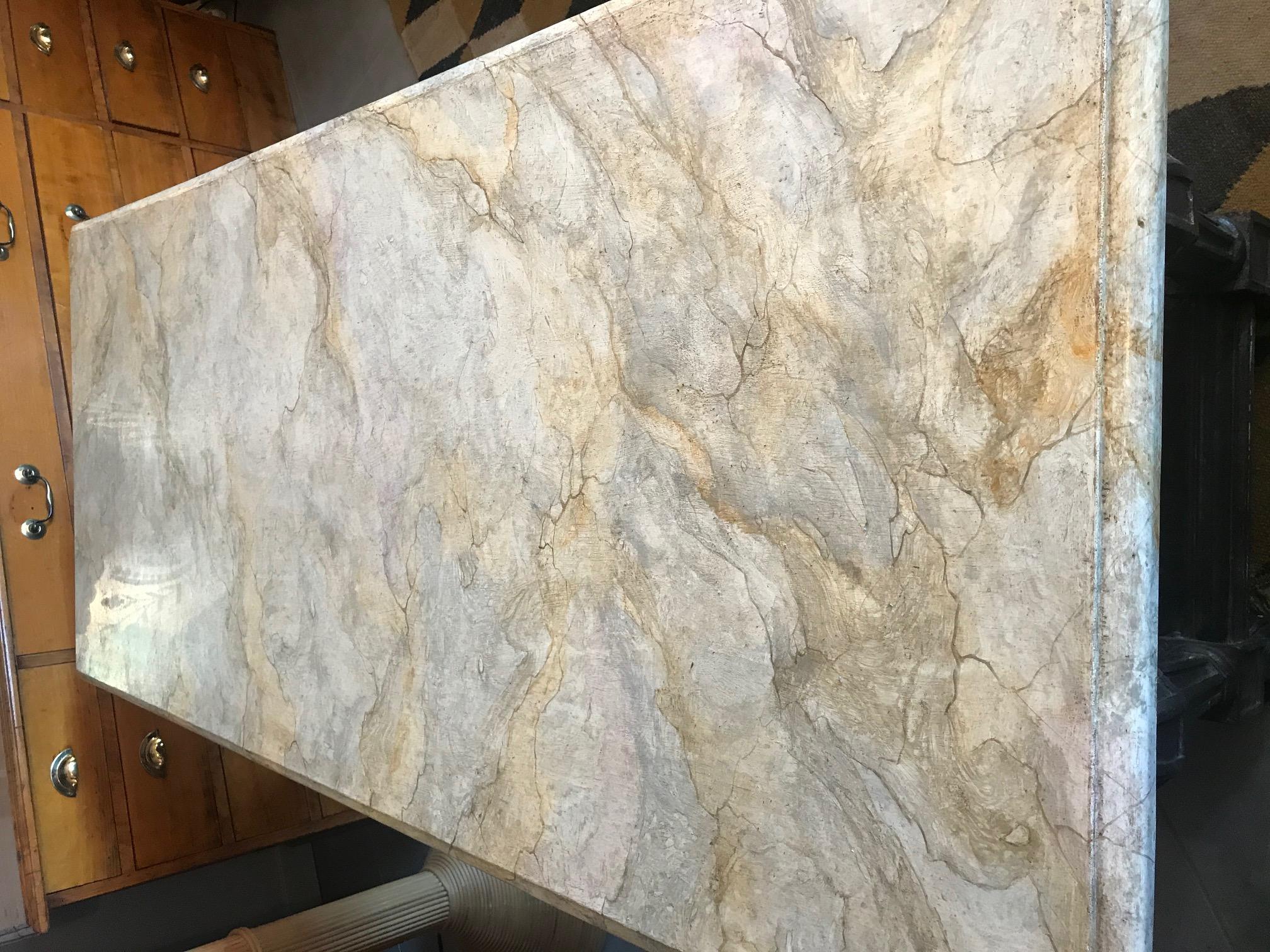 21st Century Italian Wood and Marble Imitation Console Table 6