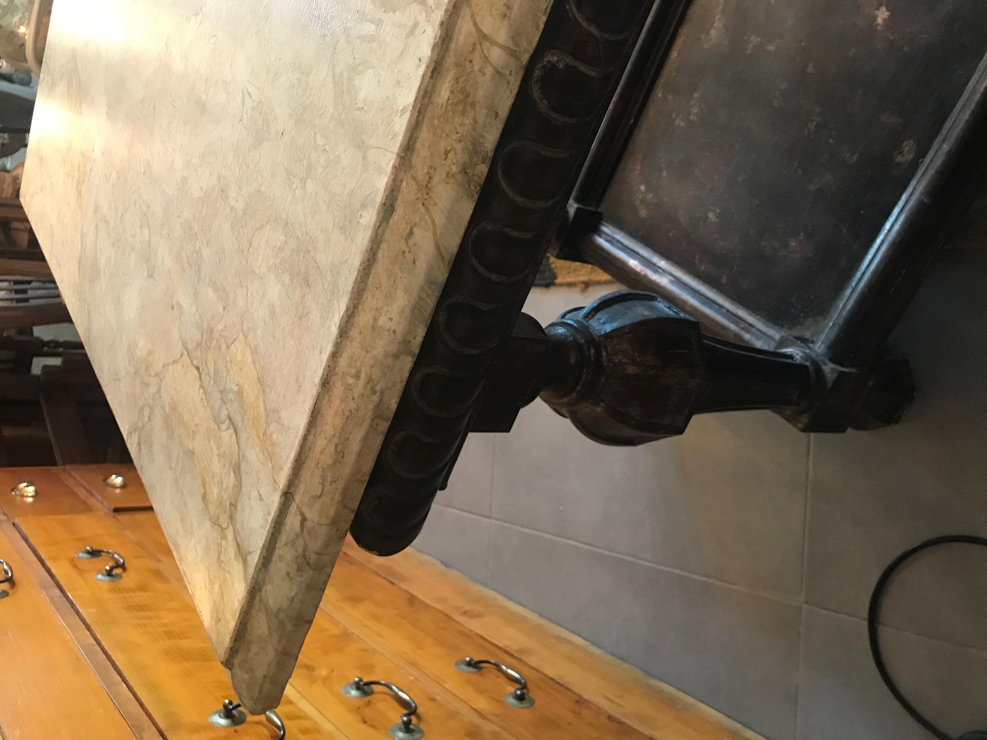 21st Century Italian Wood and Marble Imitation Console Table 8