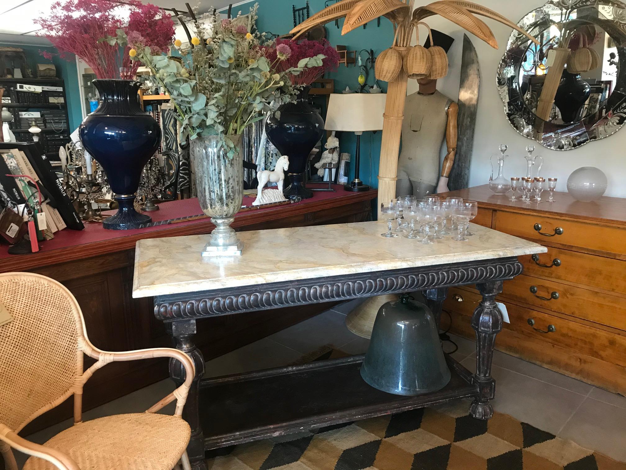 21st Century Italian Wood and Marble Imitation Console Table 9
