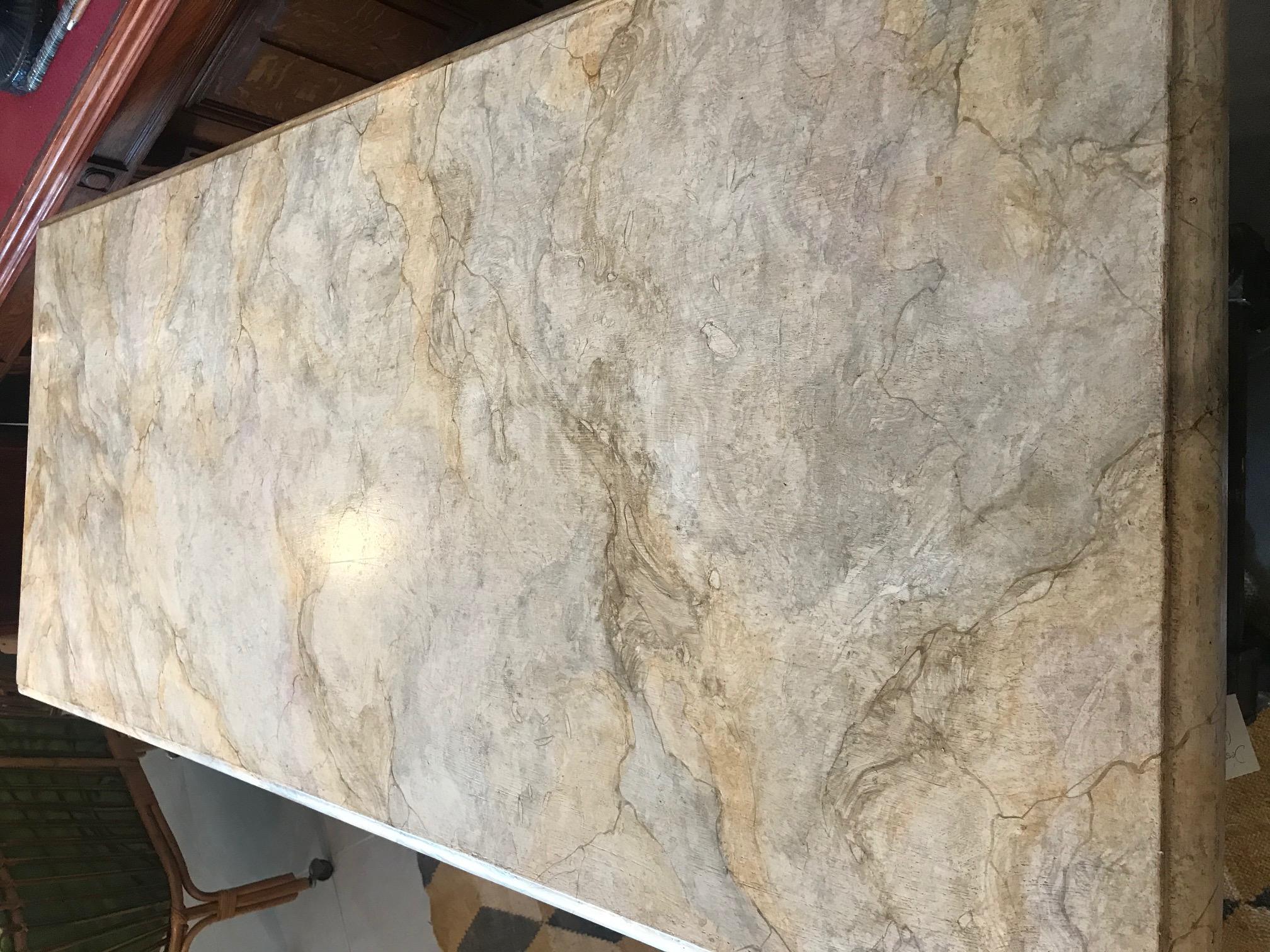 21st Century Italian Wood and Marble Imitation Console Table 2