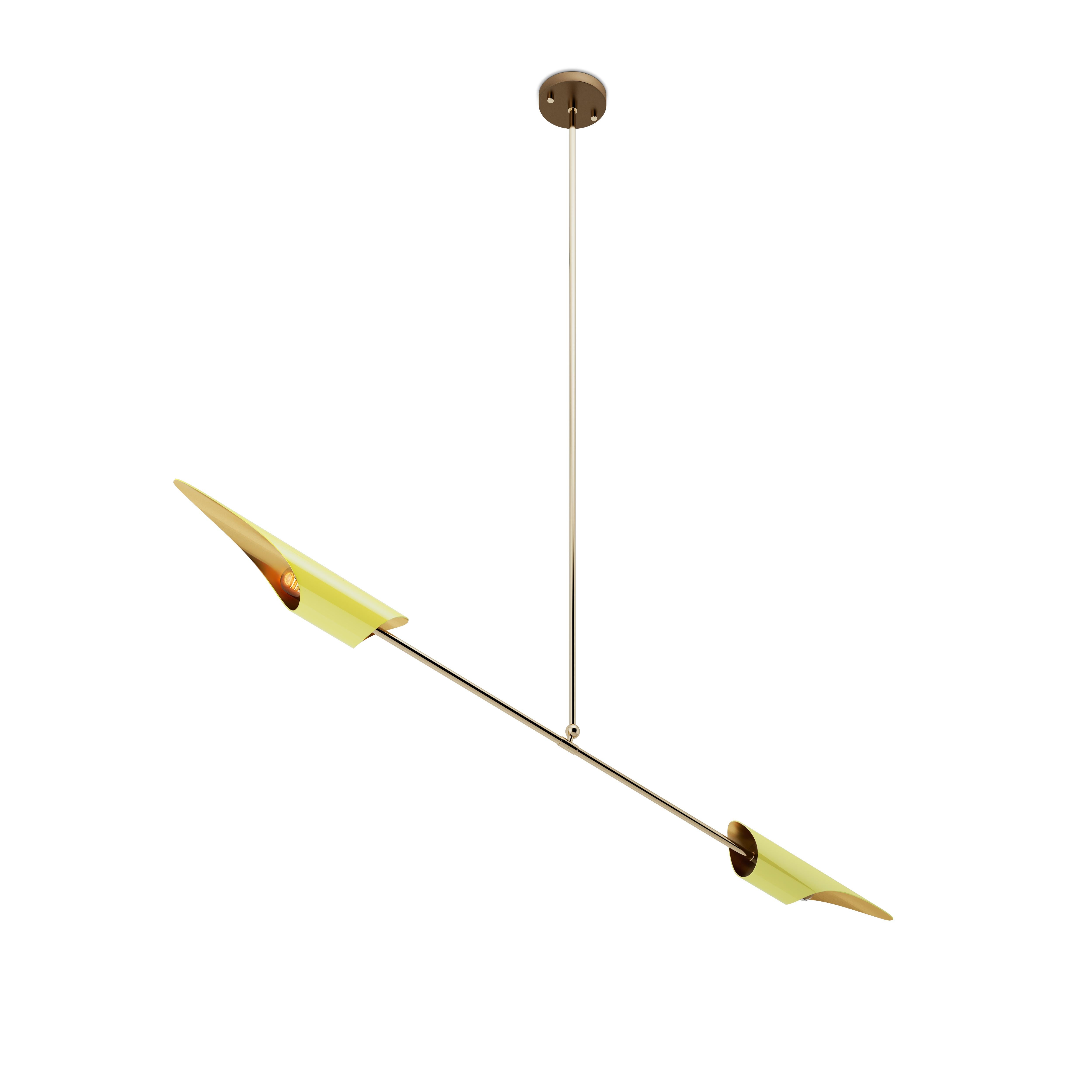 21st Century Minimal Swan Pendant Lamp Brass by Creativemary For Sale 4
