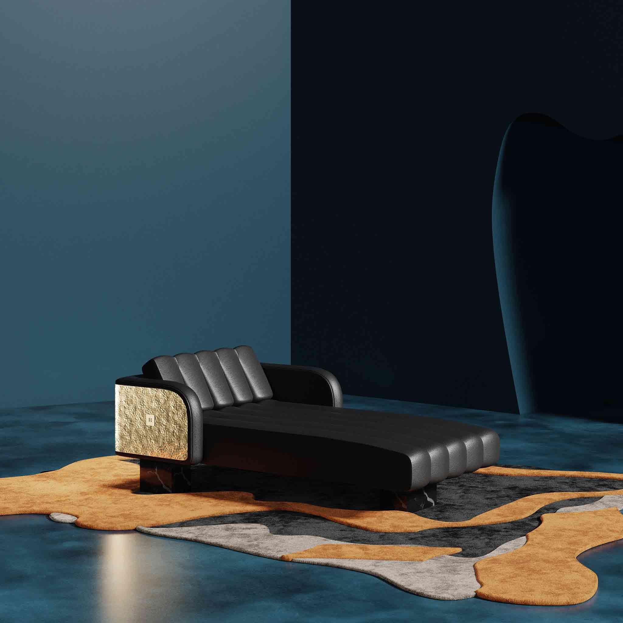 Moderner handgetufteter Teppich im abstrakten Design des 21. Jahrhunderts aus Wolle in Orange, Schwarz und Beige im Zustand „Neu“ im Angebot in Porto, PT