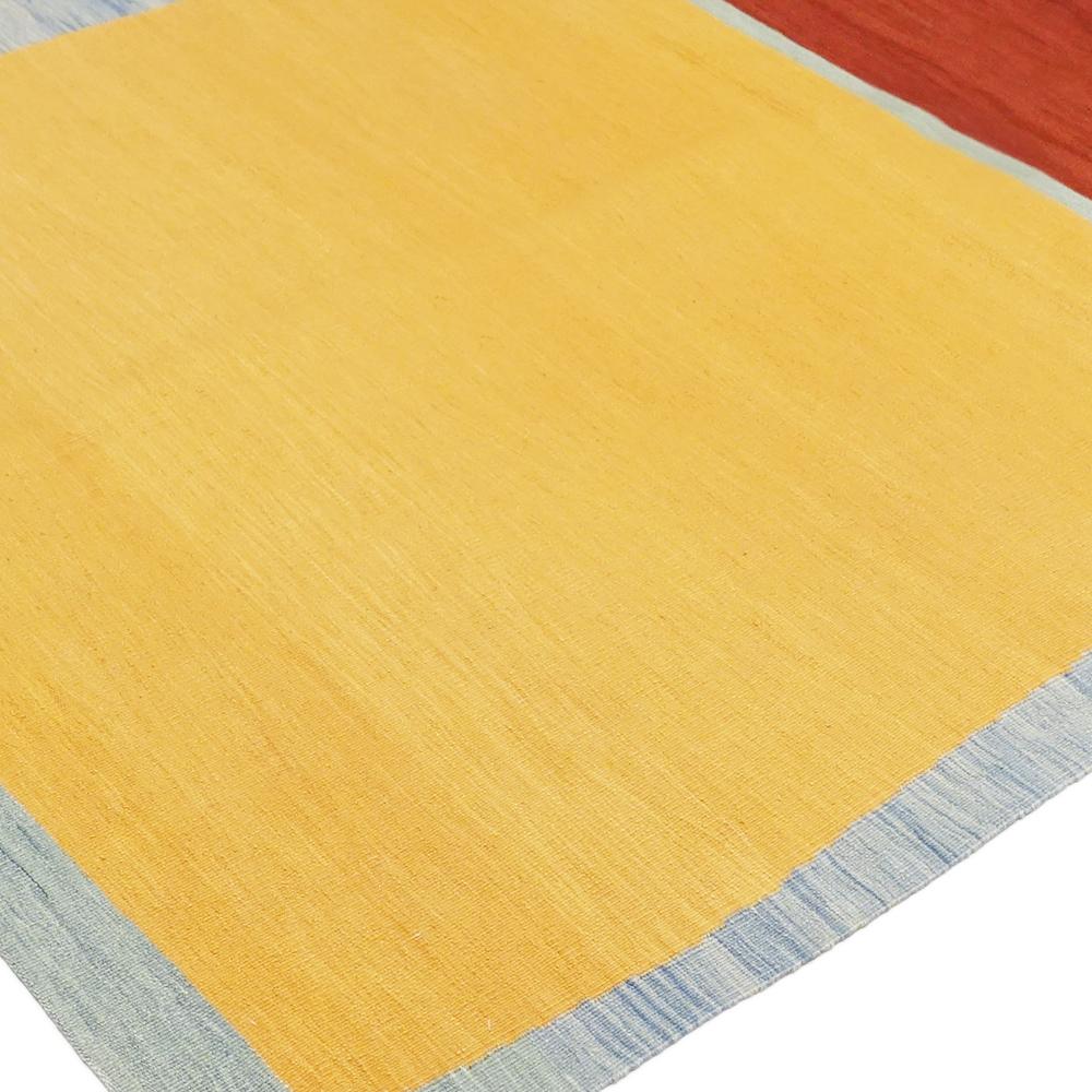 Turkish 21st Century Modern Abstract Handwoven Anatolian Kilim Carpet For Sale