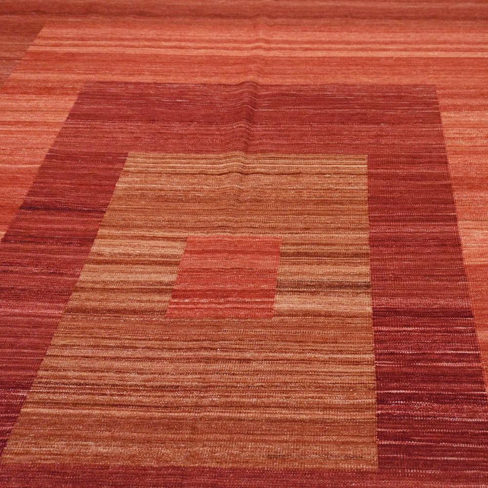 Contemporary 21st Century Modern Abstract Handwoven Two-Tone Kilim Carpet Afghanistan