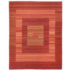 21st Century Modern Abstract Handwoven Two-Tone Kilim Carpet Afghanistan