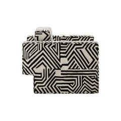 21th Century Modern Armchair Minimal Upholstered Black & White Striped Pattern