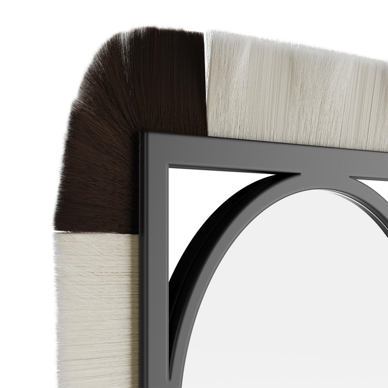 21st Century Modern Bohemian Square Wall Mirror in Natural Black and ...