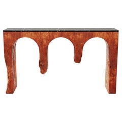 21st Century Modern Console Table Nero Marquina Marble & Rust Effect Lacquer