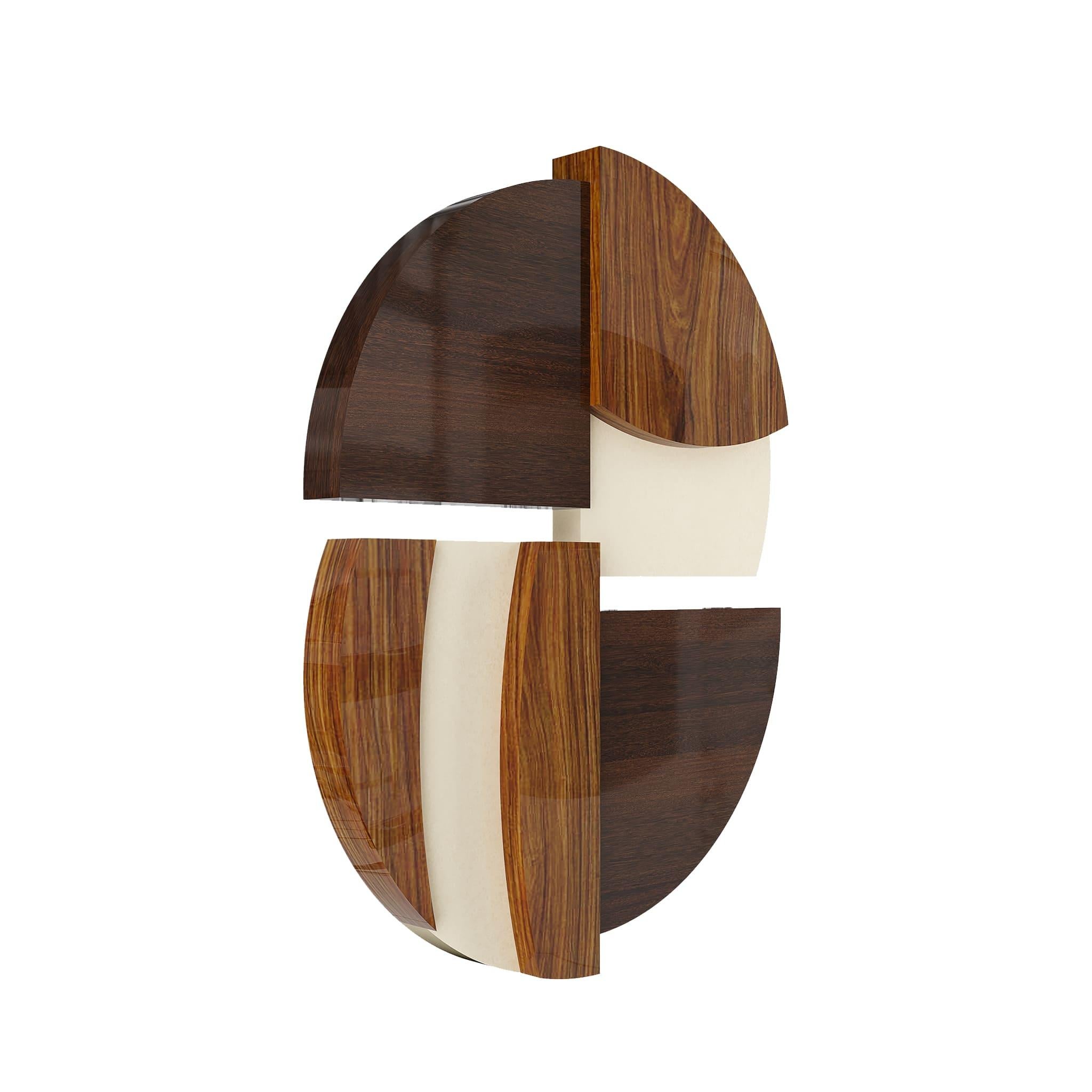 Mid-Century moderno Art Decor di grandi dimensioni del 21° secolo, intarsio di legno e forma organica in vendita
