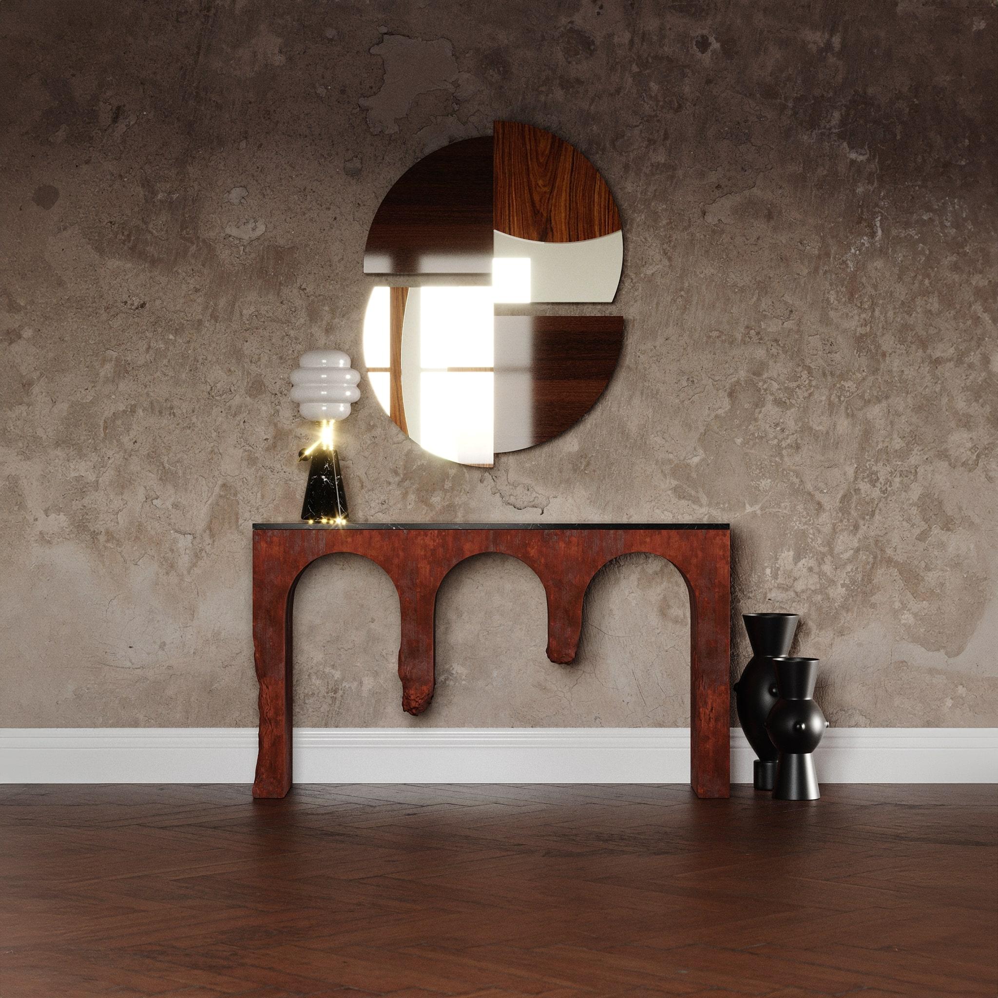 Portoghese Art Decor di grandi dimensioni del 21° secolo, intarsio di legno e forma organica in vendita