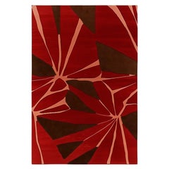 21th Century Modern Large Rug Geometric Floral Pattern Dark Red, Pink, Brown