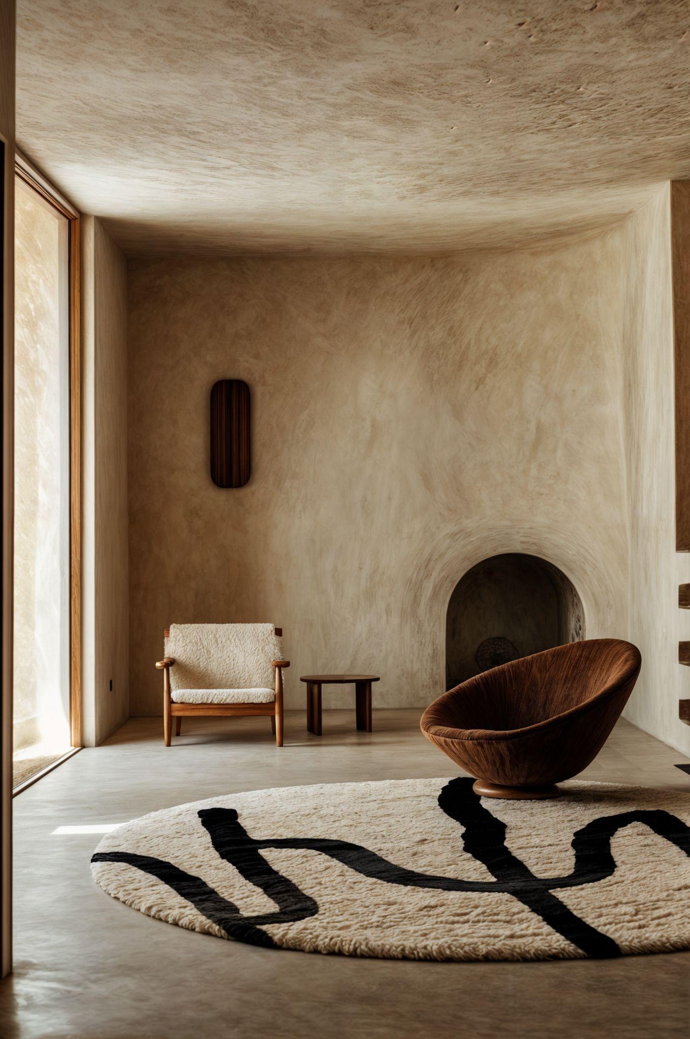 Contemporary Minimal White Round Rug with Organic Black Pattern

The Coffee Round Rug is rich and captivating, exuding a deep, bewitching warmth that envelops your space in a comforting embrace. With its earthy and bold character, this white rug