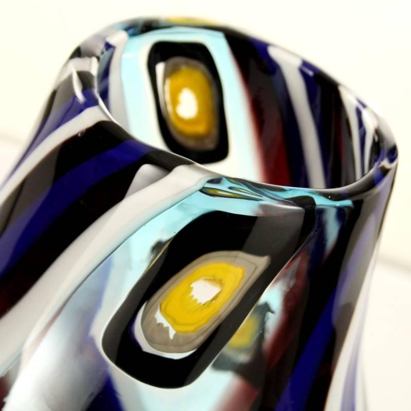 Hand-Crafted 21st Century Modern Murano Glass Polychrome Vase For Sale