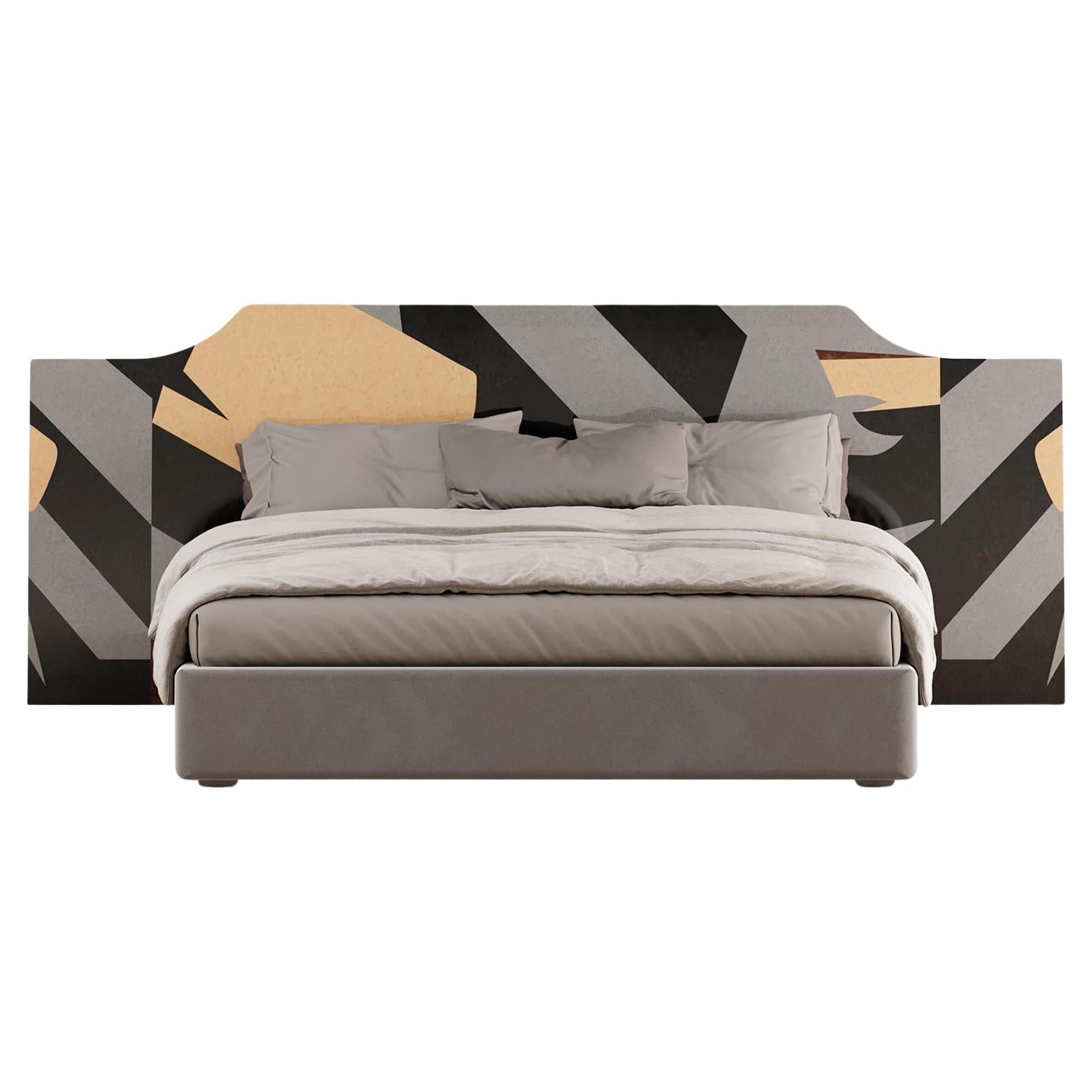 The Kiruna Bed redefines modern elegance with its unique graphic marquetry pattern and warm wood tones. Perfectly blending classic and contemporary elements, this bed is designed to be the centerpiece of your sophisticated bedroom decor.
The modern