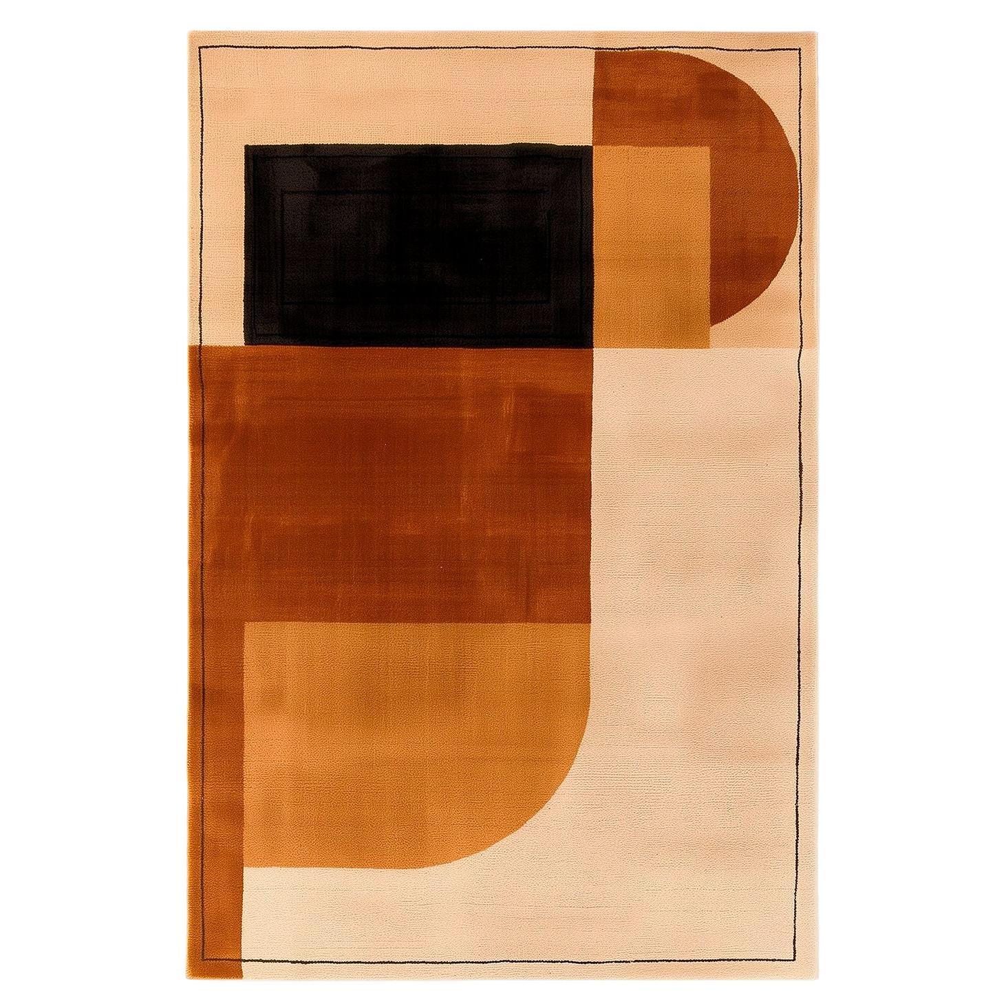 Alfombra Moderna Siglo XXI Diseño Geométrico Contemporáneo Beige, Rojo, Naranja, Negro