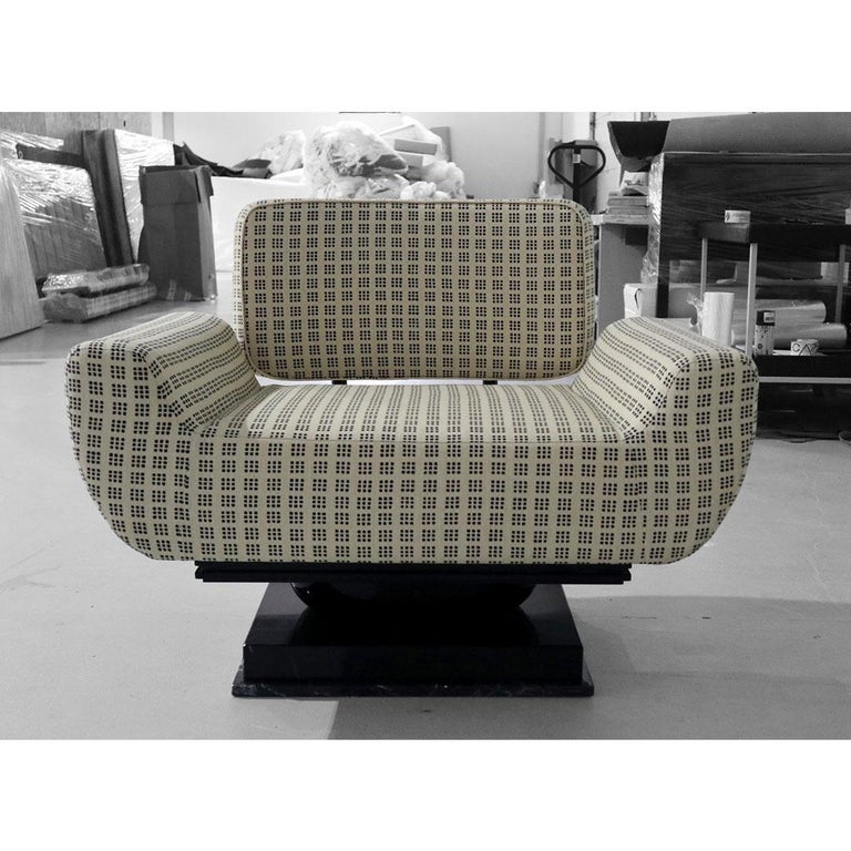 21st Century Modern Cream Armchair Bouclé Lacquered in Gloss With Brass Details For Sale 2
