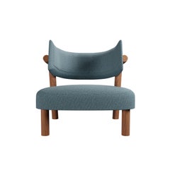 Sillón de musgo del siglo XXI en tejido liso azul hecho a mano por Murmurio