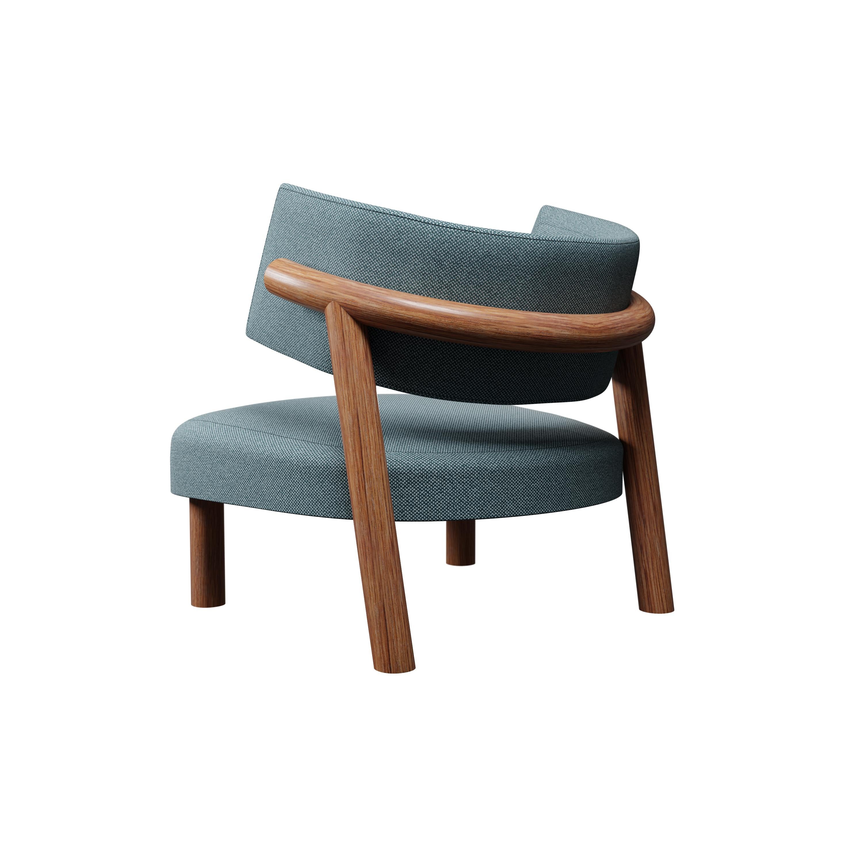 Fauteuil Moss du 21e siècle en tissu bleu tissé uni, fabriqué à la main par Murmurio Neuf - En vente à Lordelo, PT