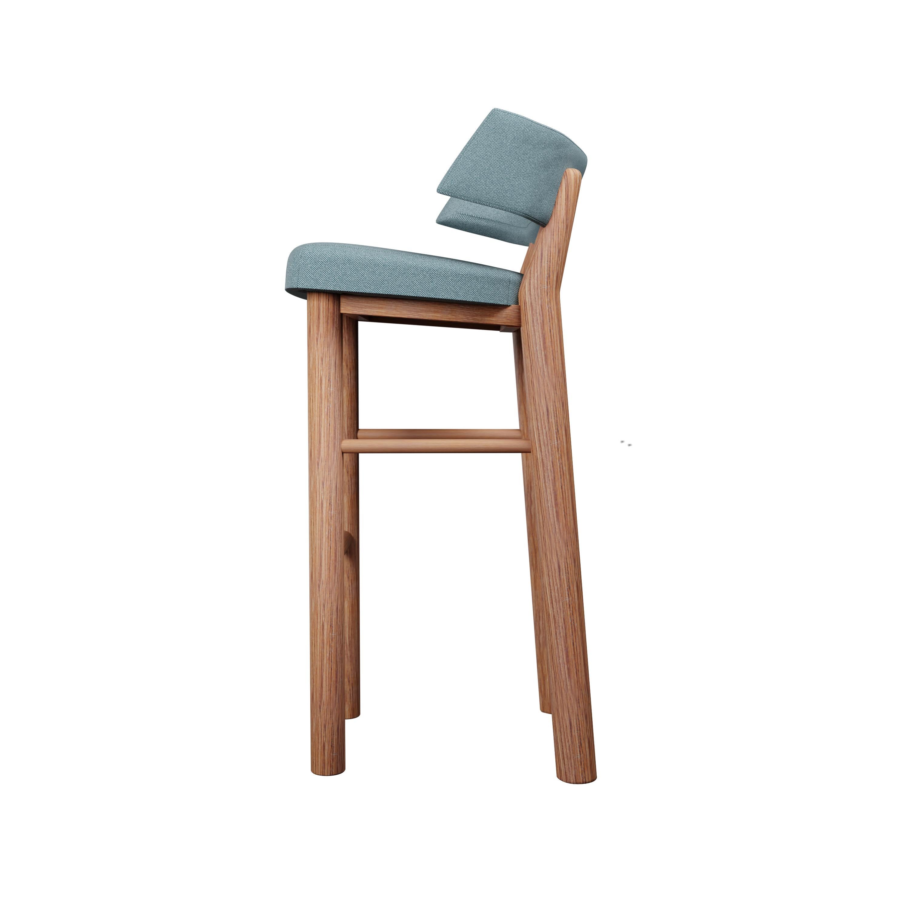 Tabouret de bar Moss du 21e siècle en tissu bleu tissé uni, fabriqué à la main par Murmurio Neuf - En vente à Lordelo, PT