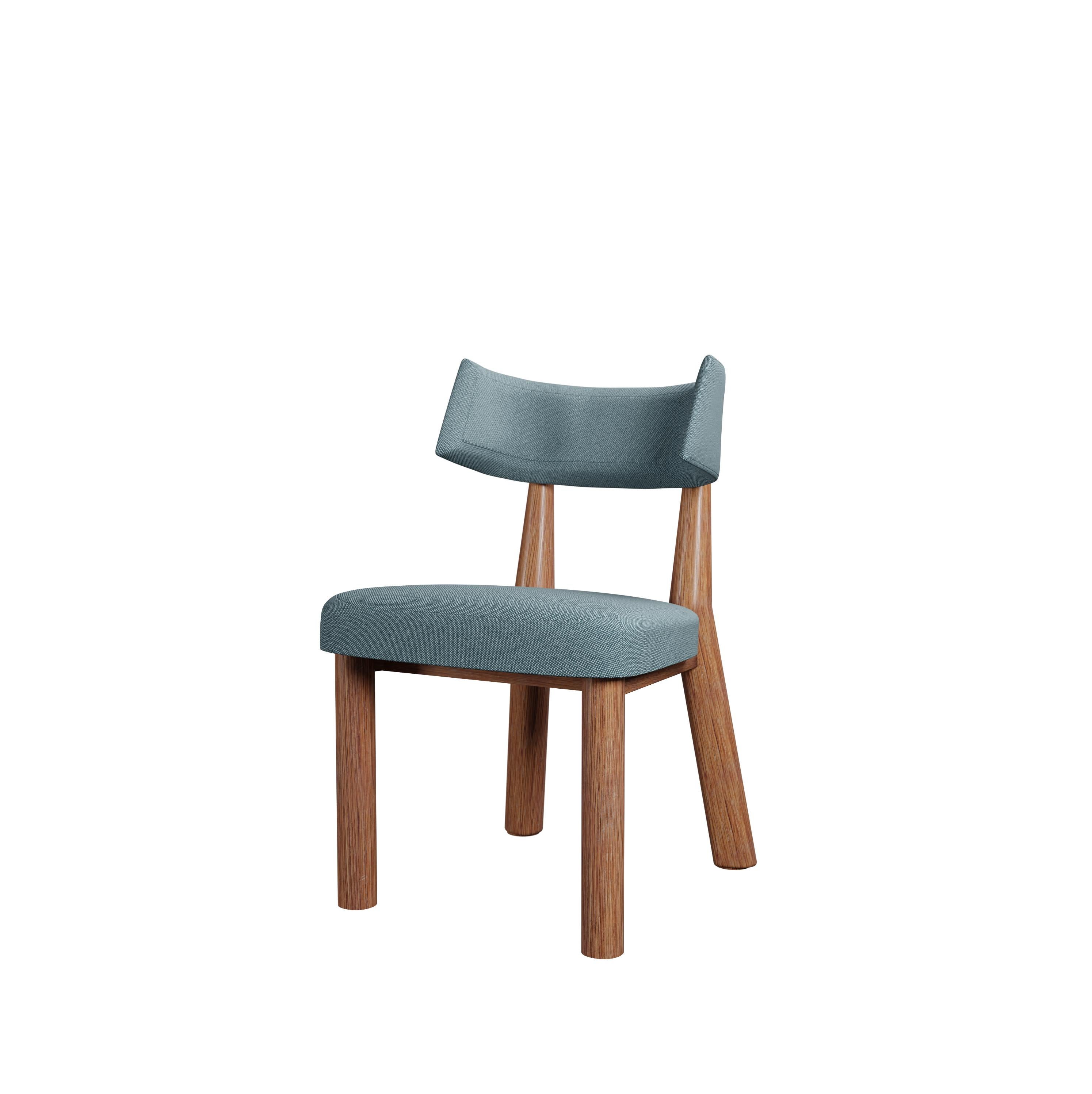 Moderne Chaise Moss du 21e siècle en tissu bleu tissé uni, fabriquée à la main par Murmurio en vente