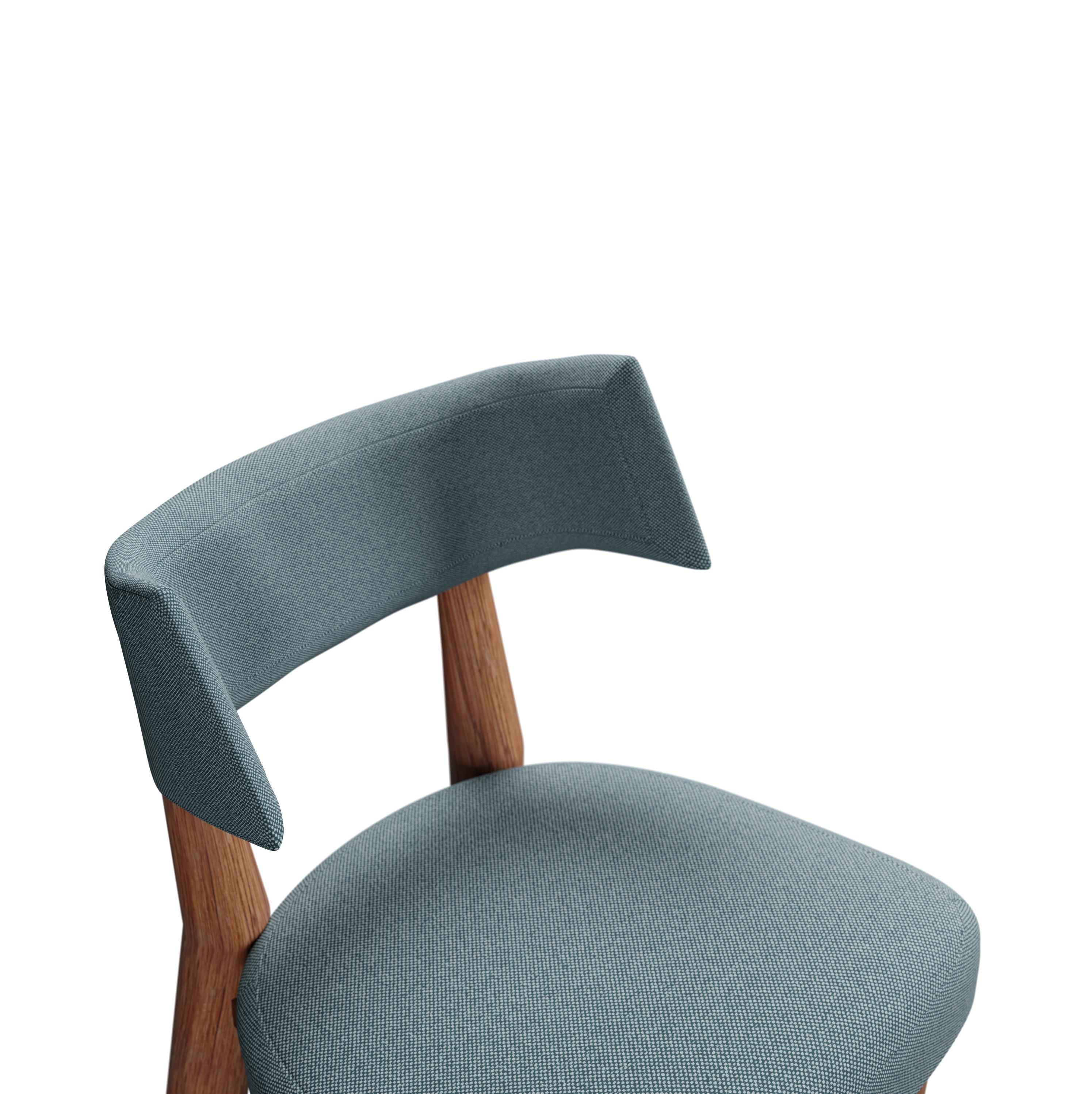 XXIe siècle et contemporain Chaise Moss du 21e siècle en tissu bleu tissé uni, fabriquée à la main par Murmurio en vente