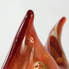 21th Century Murano Glass Sea Shell Sculpture Red and Gold Leaf 24-Karat