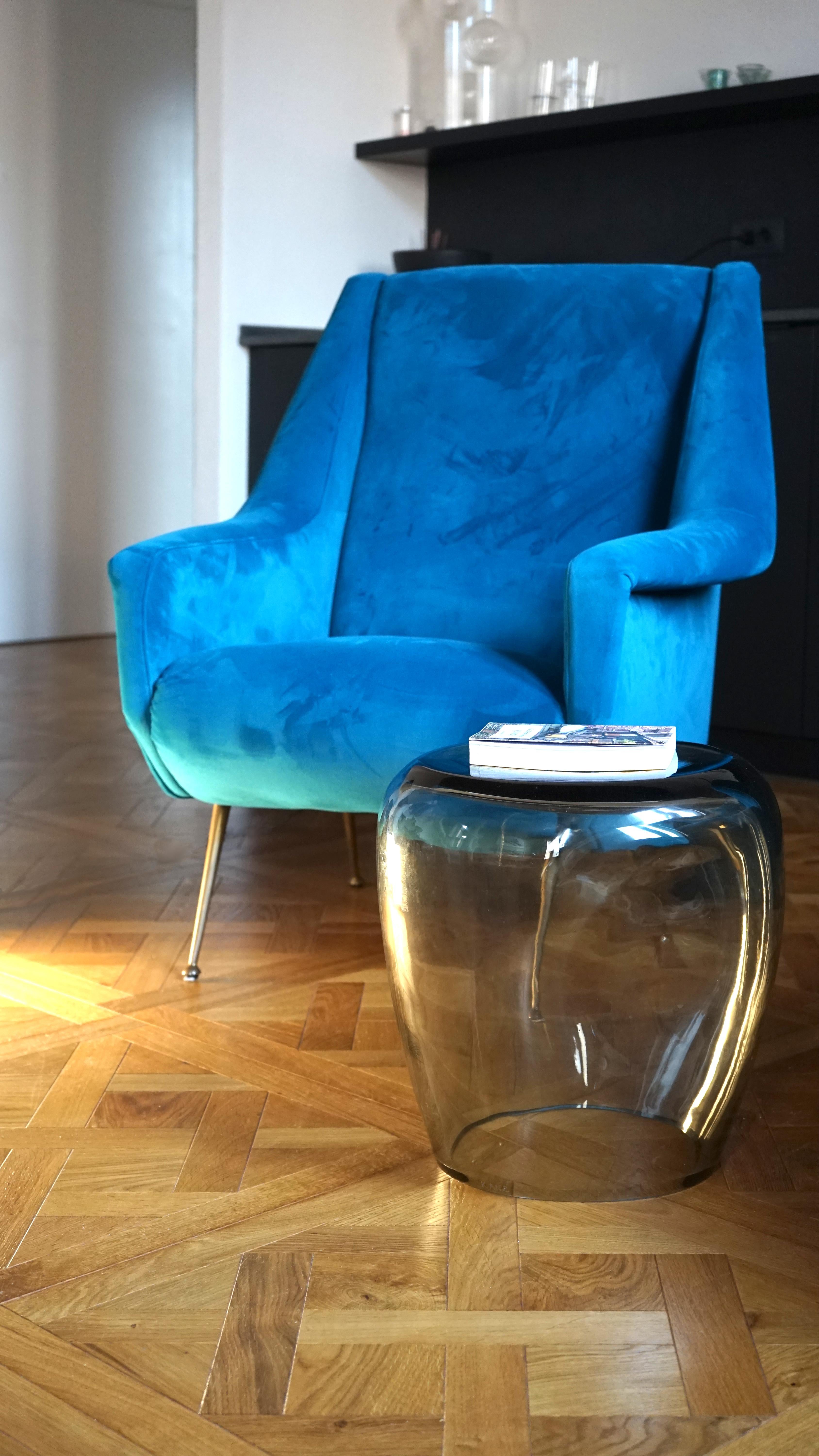 Side Table and Stool, Isola , Murano Blown Glass, Fumè, KANZ, available For Sale 3