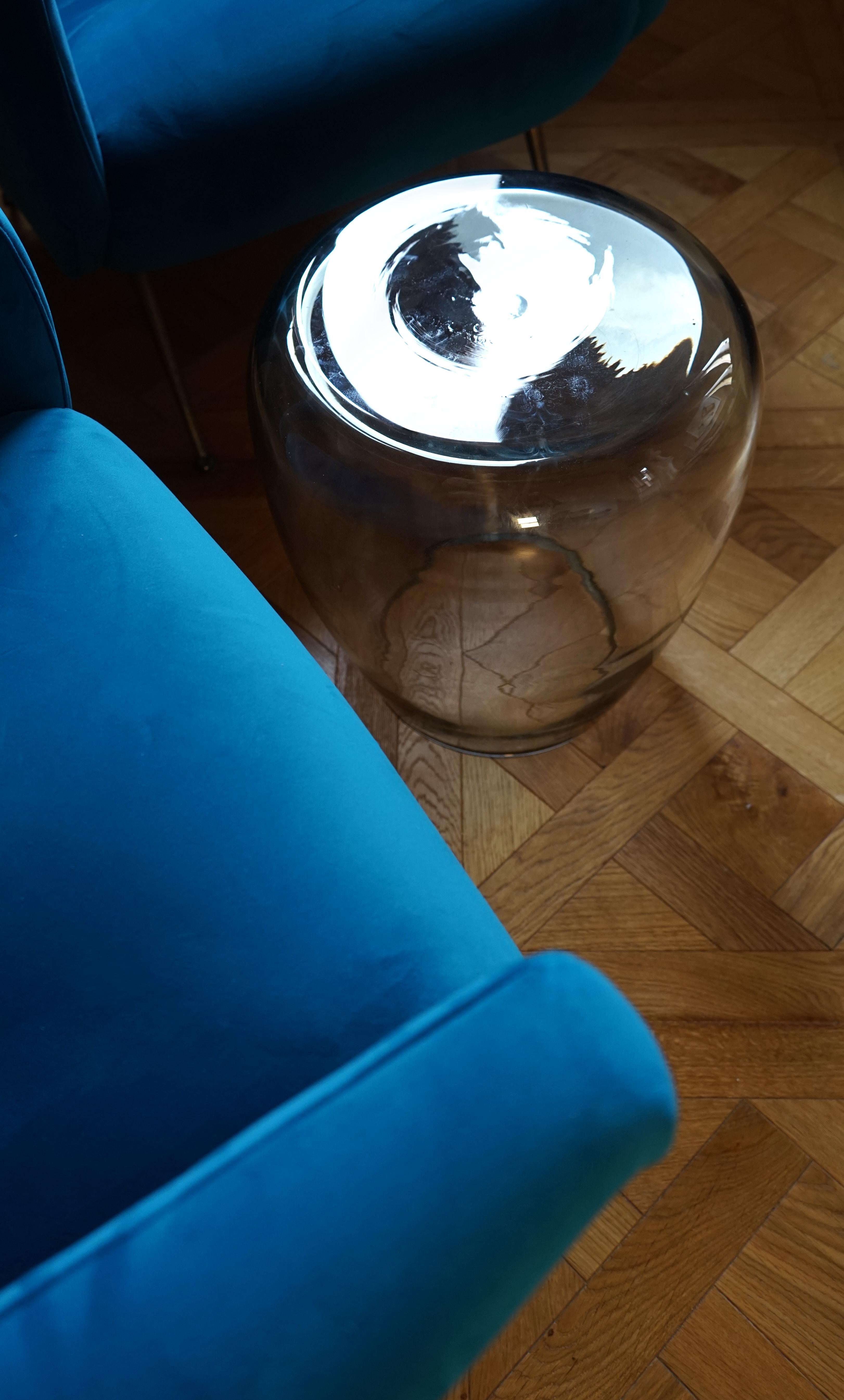 Side Table and Stool, Isola , Murano Blown Glass, Fumè, KANZ, available For Sale 9