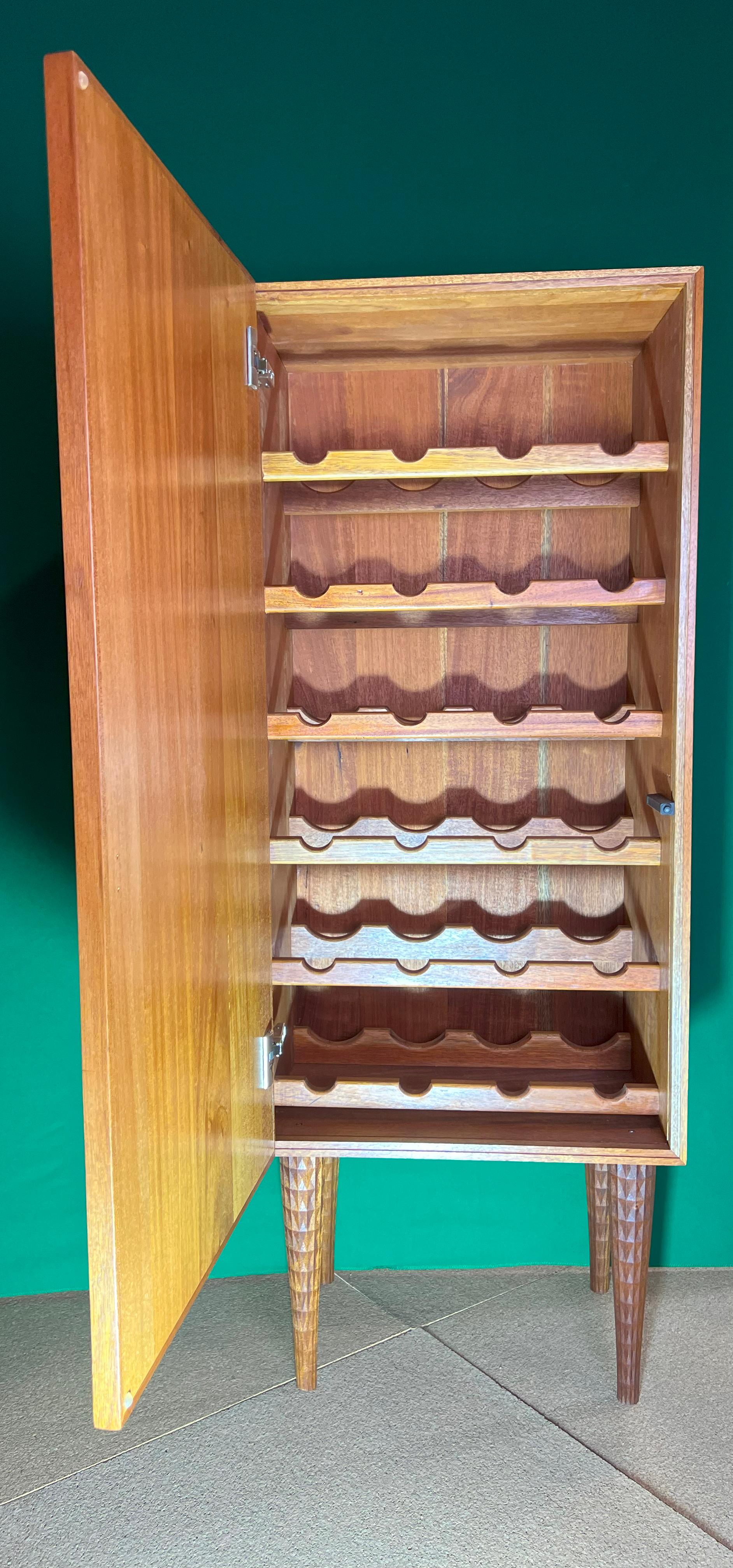 Woodwork Wine Cabinet with Storage Racks made from Solid Sapele wood in stock For Sale