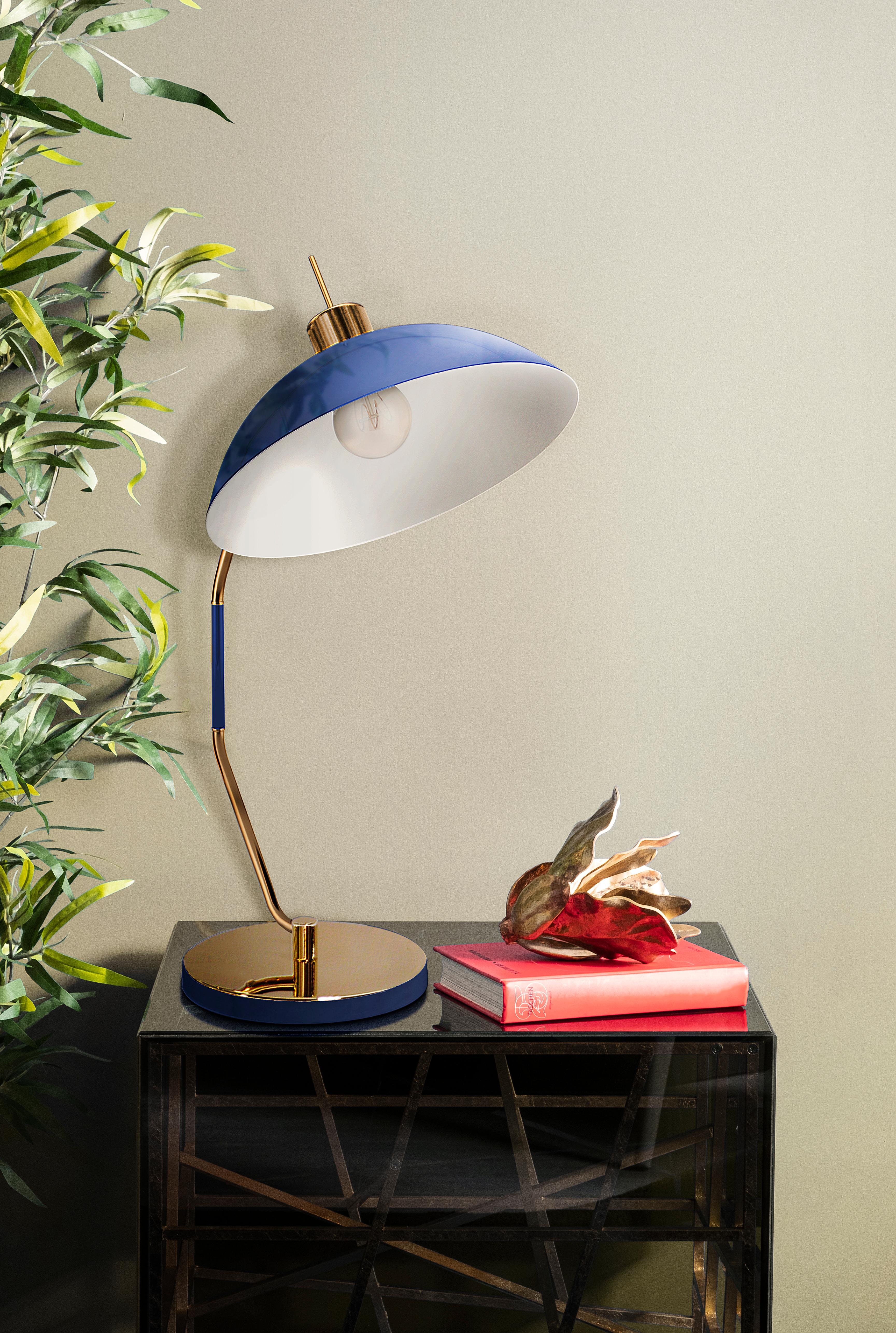 21st Century Noho Table Lamp Clear and Lacquered Glass Shade In New Condition For Sale In RIO TINTO, PT