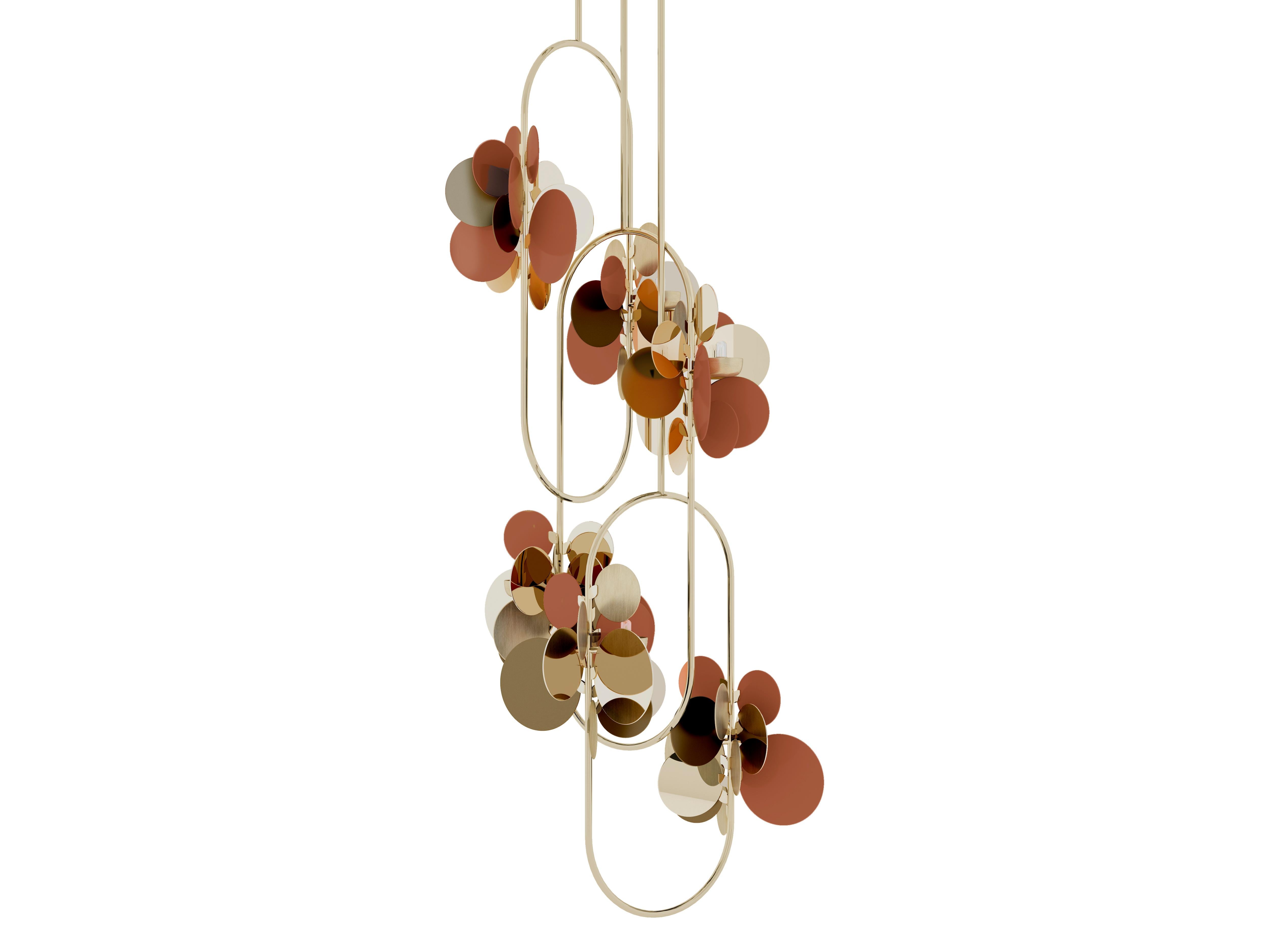 21st Century Polished Brass Hera Suspension Lamp by Creativemary For Sale 1