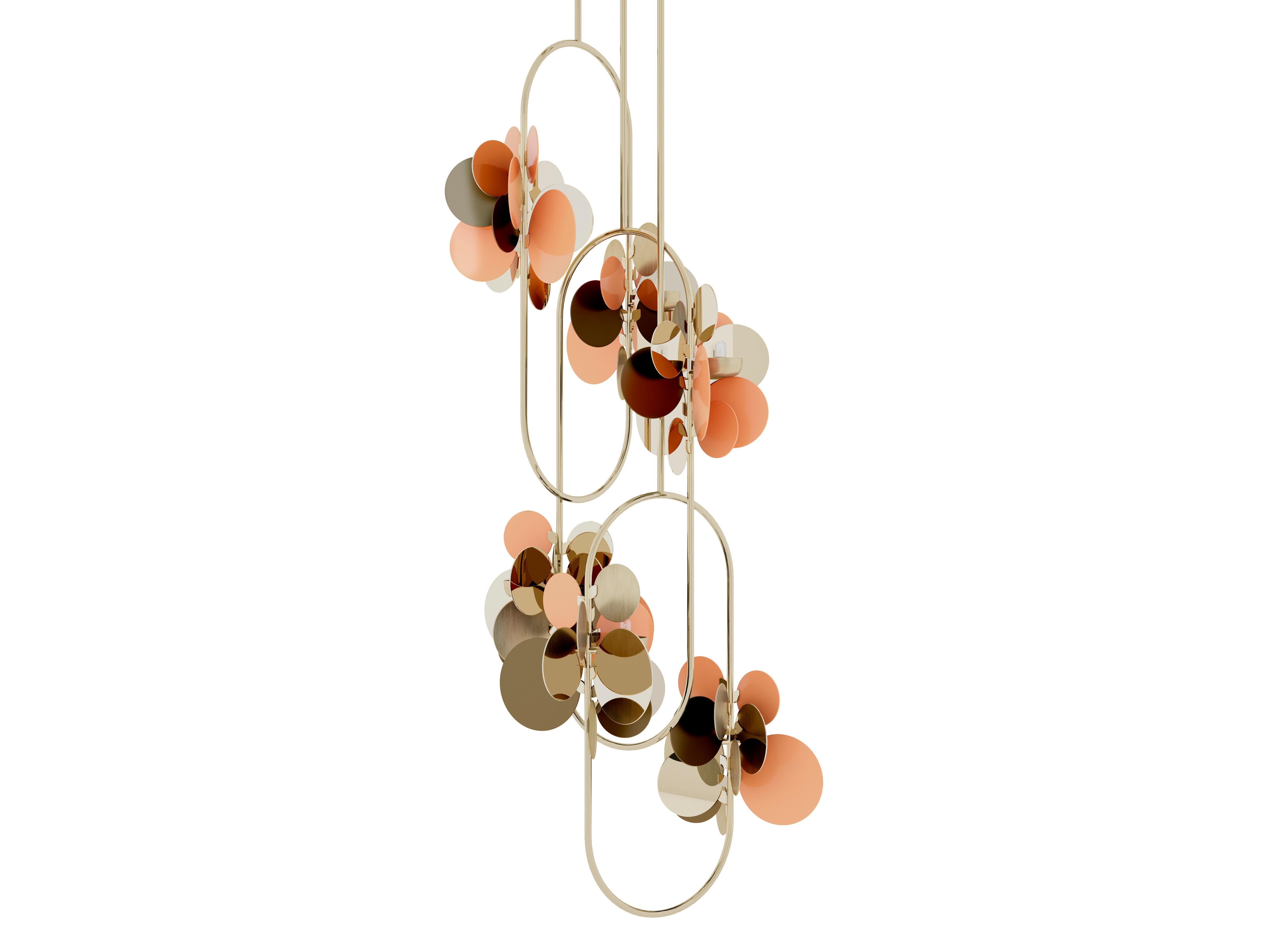 21st Century Polished Brass Hera Suspension Lamp by Creativemary For Sale 2
