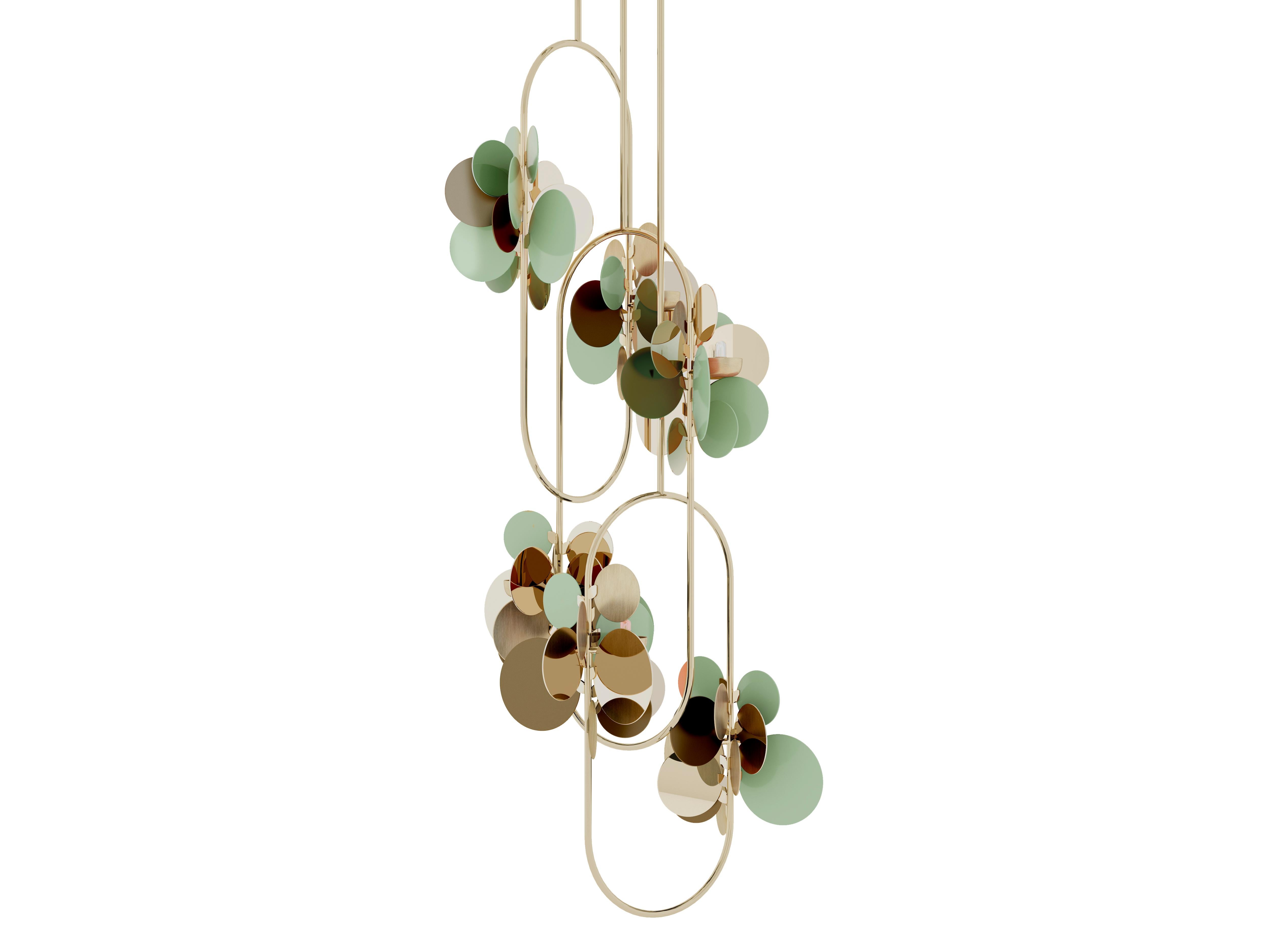 21st Century Polished Brass Hera Suspension Lamp by Creativemary For Sale 3