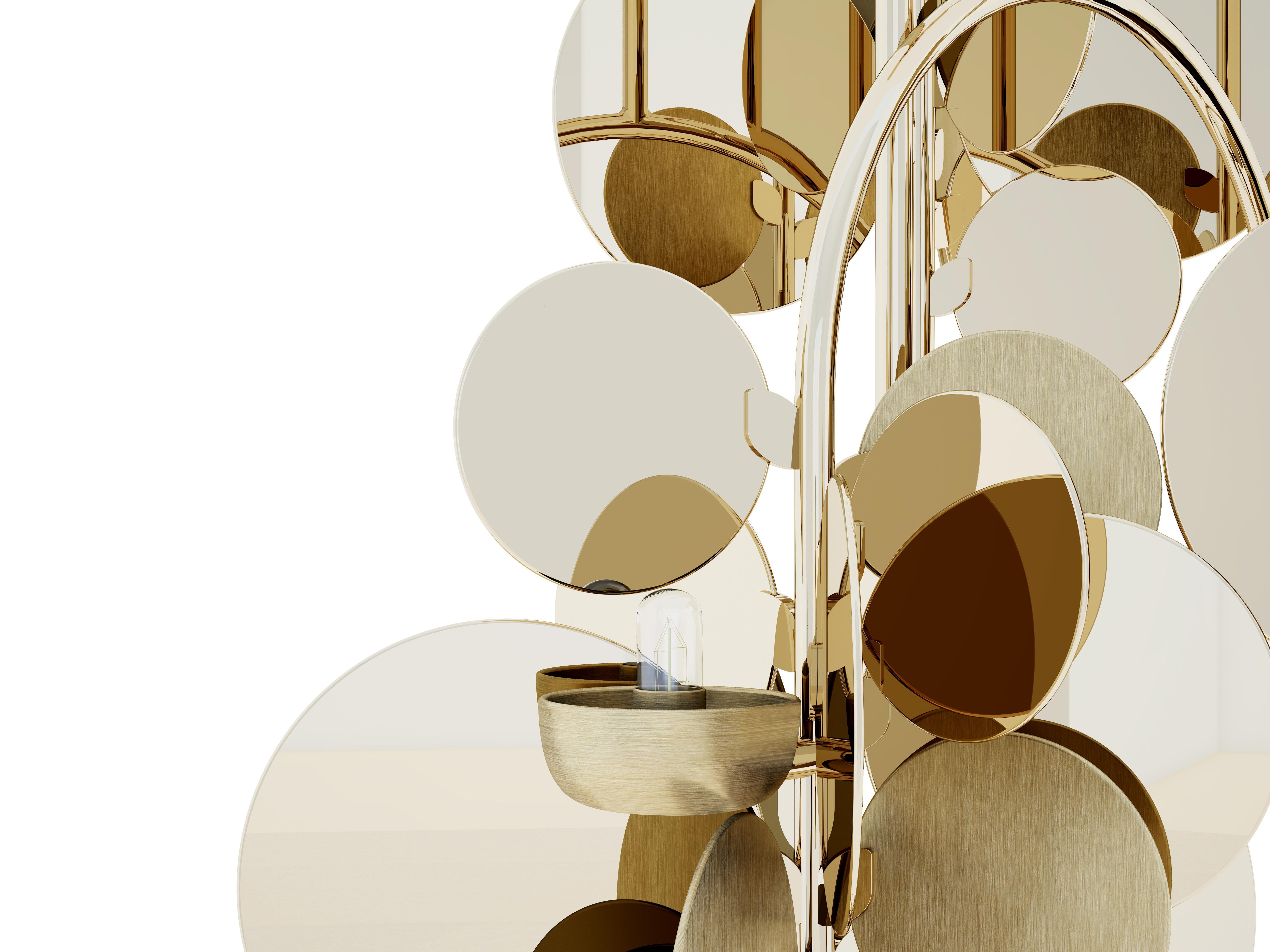 21st Century Polished Brass Hera Suspension Lamp by Creativemary For Sale 4