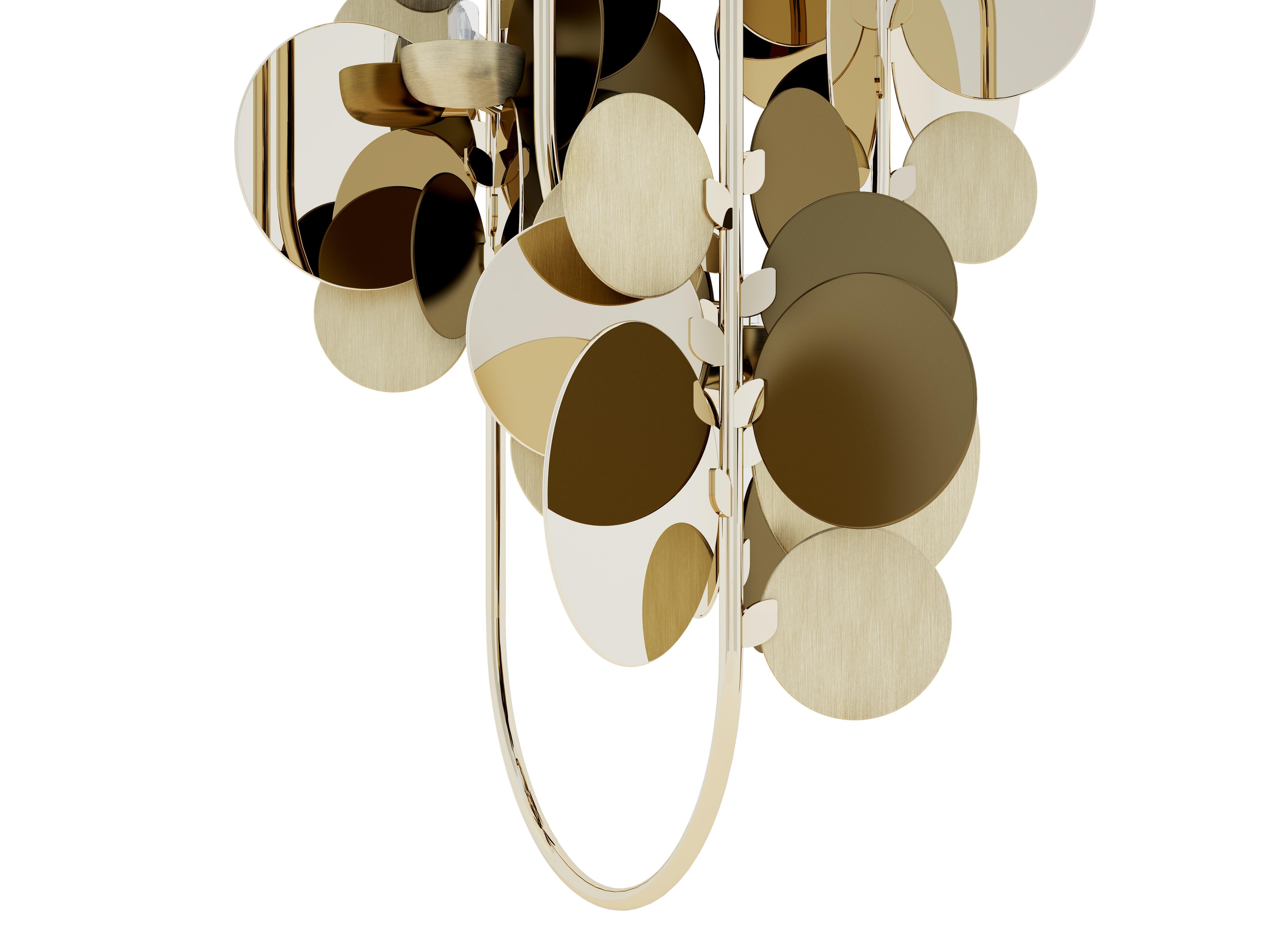 21st Century Polished Brass Hera Suspension Lamp by Creativemary For Sale 5