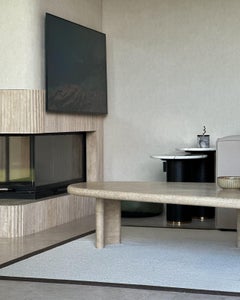 Custom Italian Travertine Coffee Table, Marble Center Table Table, Side Table