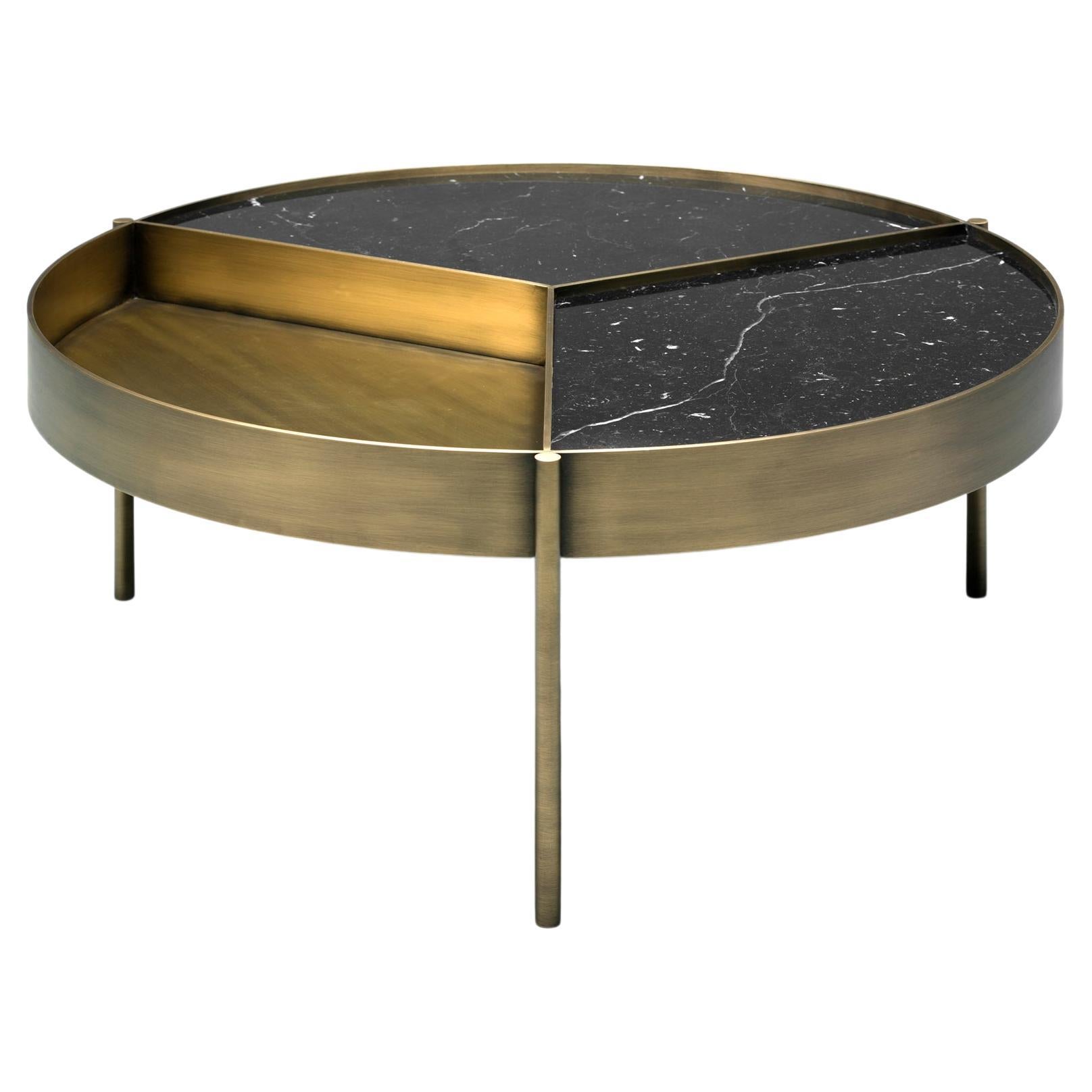 Ray Coffee Table, Bronze Structure and Nero Marquina Top, Handcrafted by Duistt For Sale