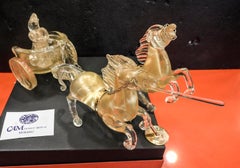 21st Century San Marcos Quadriga of Blown Zanetti Murano Glass with Gold Dust