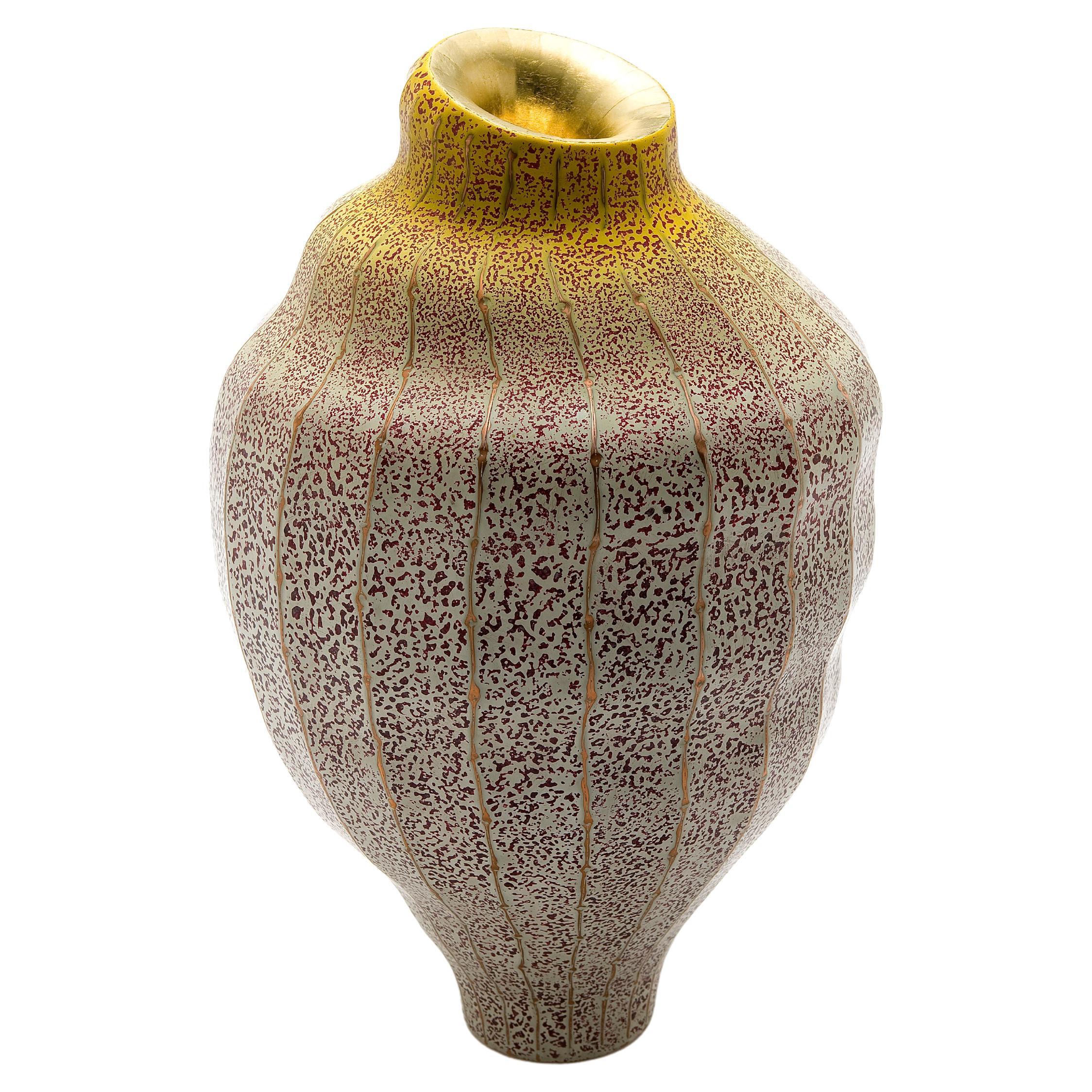 21th Century Sculptural Vase "Transition Ortus" by Jaiik Lee Copper Gold Leaf