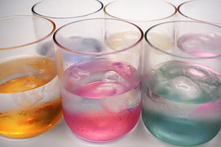 Contemporary 21st Century Set of 6 Colored Glass, Hand-Crafted, Kanz Architetti Designed For Sale