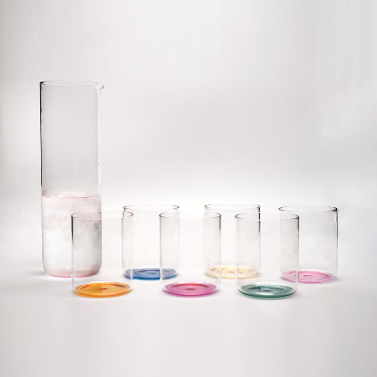 21st Century Set of 6 Colored Glass, Hand-Crafted, Kanz Architetti Designed For Sale 3