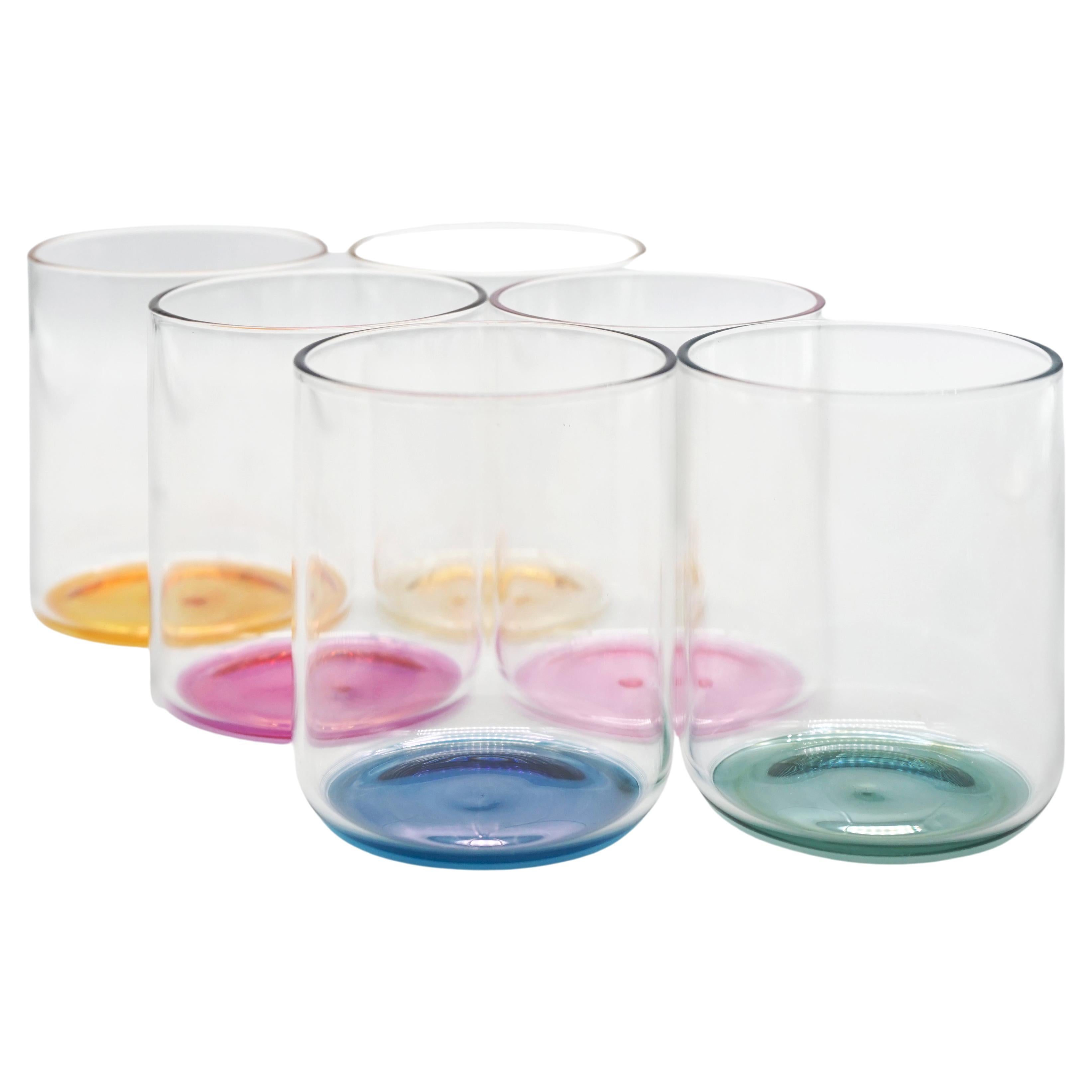 21st Century Set of 6 Colored Glass, Hand-Crafted, Kanz Architetti Designed