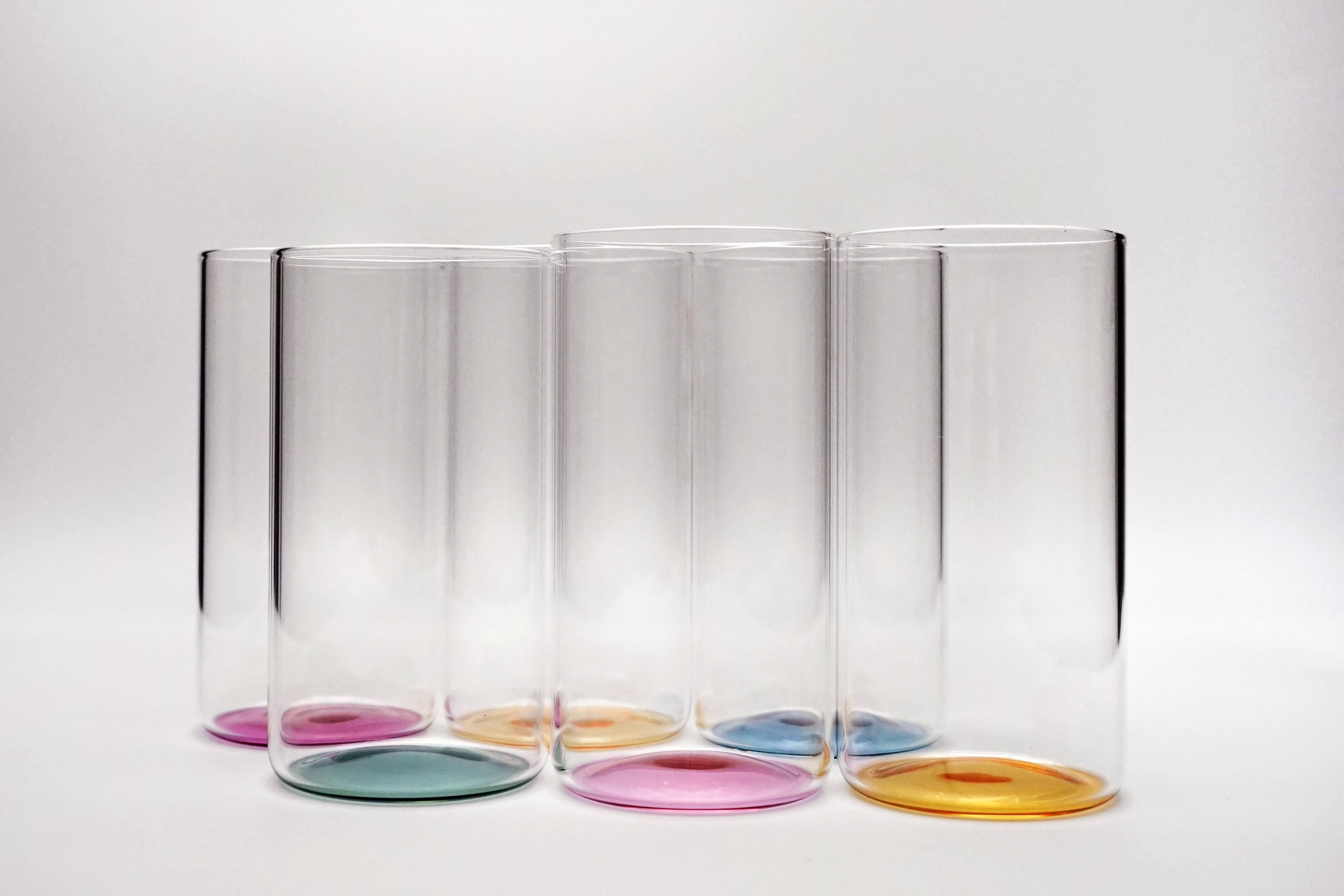 Fait main 21e siècle - Ensemble de 6 verres colorés à long drink Iride, fabriqués à la main, Kanz en vente