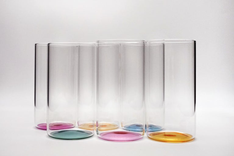21st Century Set of 6 Colored Longdrink Glass, Hand-Crafted, Kanz Architetti In New Condition For Sale In Venezia, Veneto