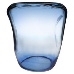 Side Table and Stool, Isola , Murano Blown Glass, Clear Blue KANZ, available
