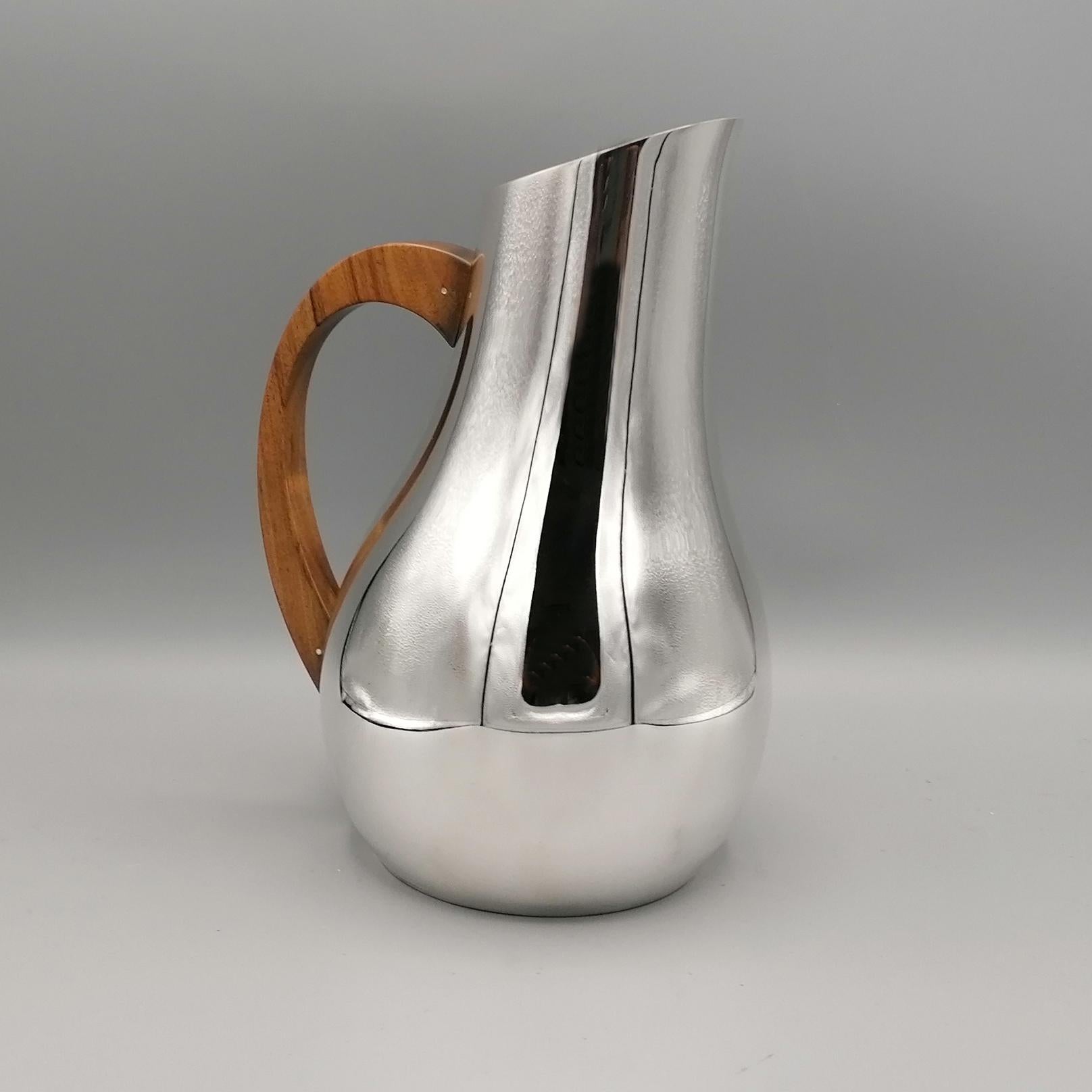 21st Century Sterling Silver Italiam Water Jug with Rosewood Handle  6