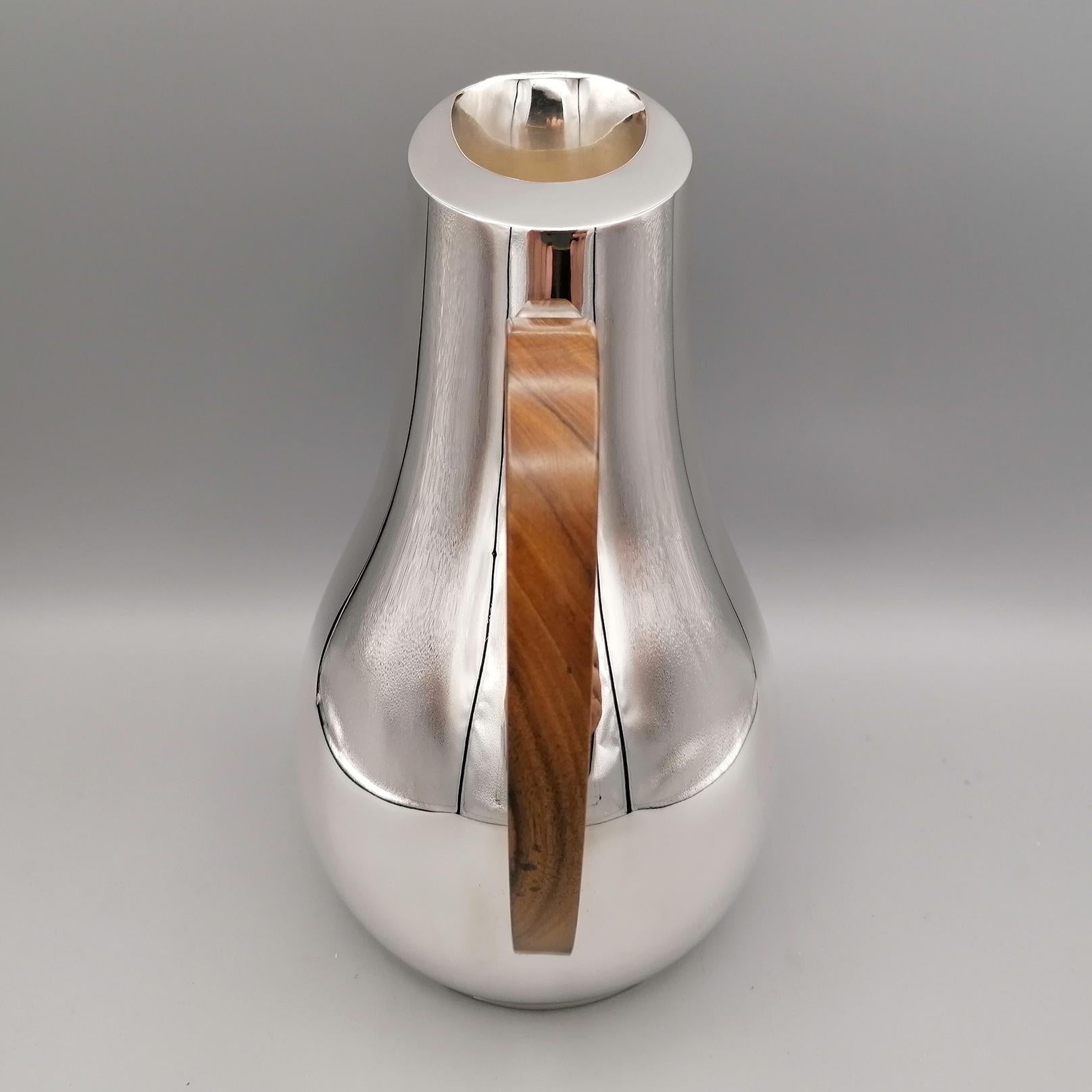 21st Century Sterling Silver Italiam Water Jug with Rosewood Handle  2