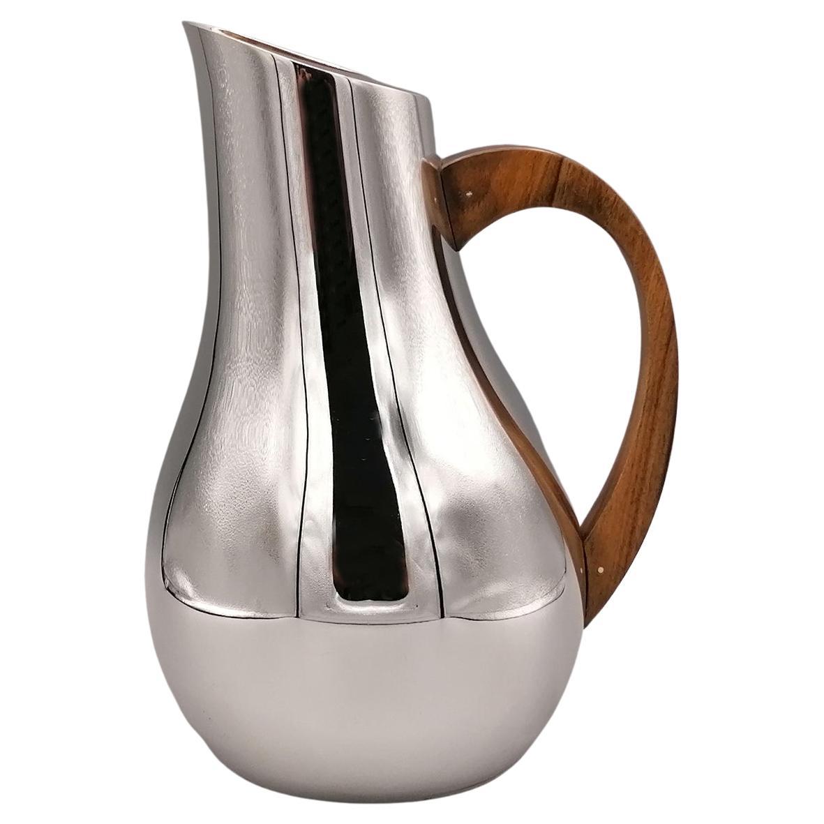 21st Century Sterling Silver Italiam Water Jug with Rosewood Handle 